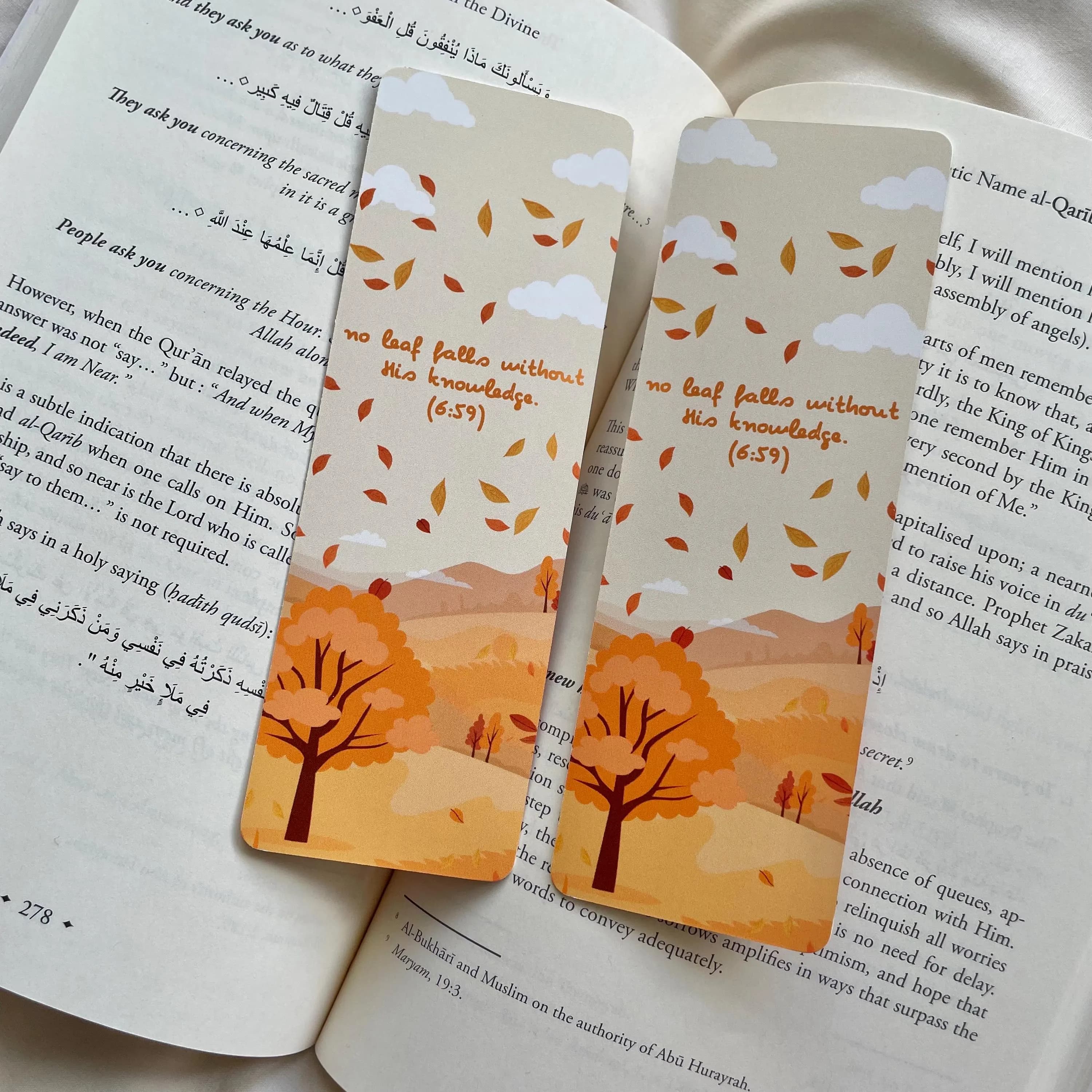 Islamic Bookmark | Quran Verse Autumn Design