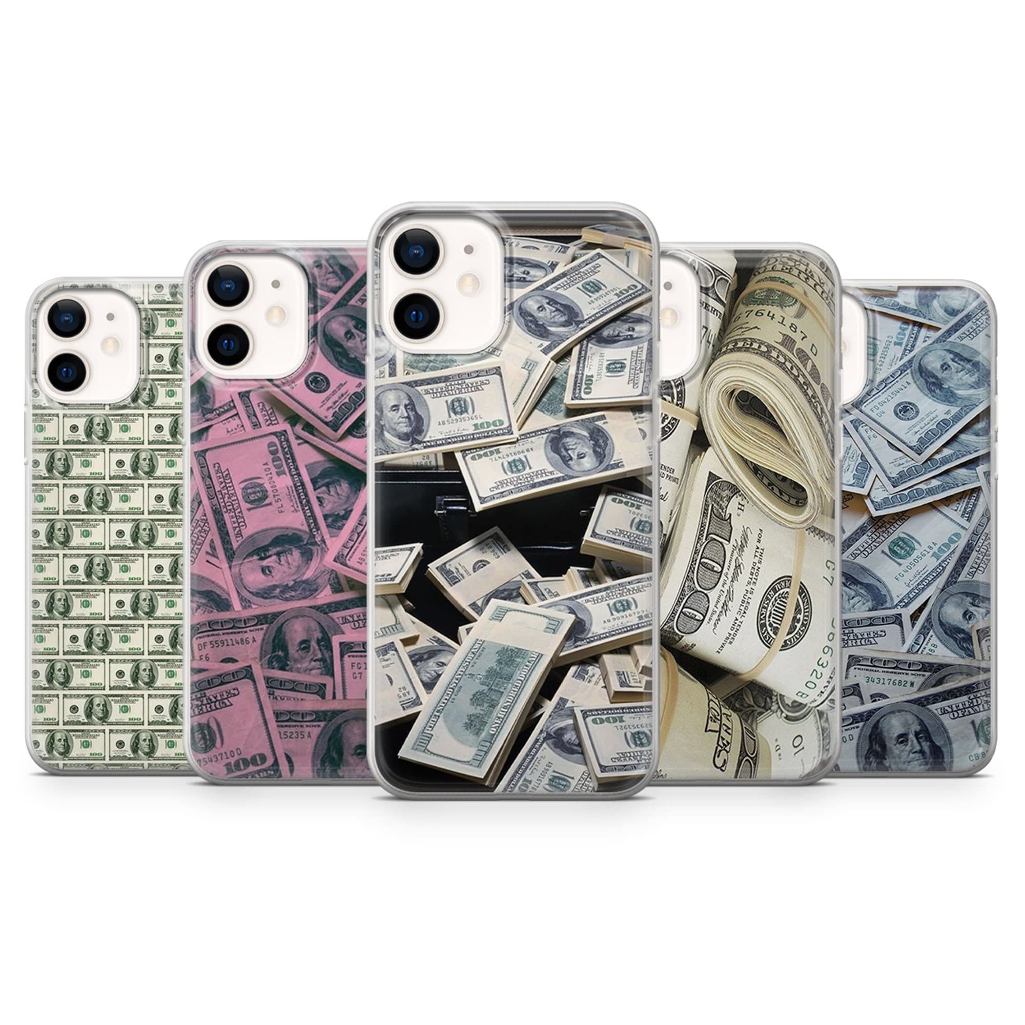 Dollars Money Pattern Phone Case fit for iPhone 14, 13 Pro, 12 mini, 11, XR, 7+, 7 & Samsung A50, A51, S21, A53, Huawei P20, P30 Pro D4