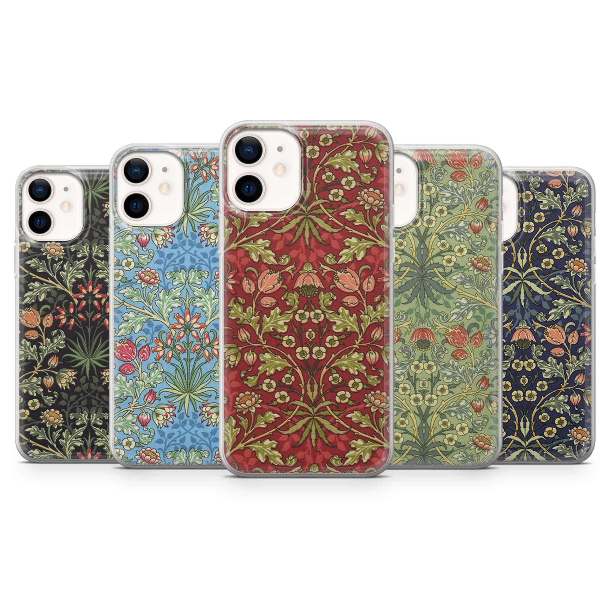William Morris Floral Phone Case fit for iPhone 14, 13 Pro, 12 mini, 11, XR, 7+, 7 & Samsung A50, A51, S21, A53, Huawei P20, P30 Pro D62