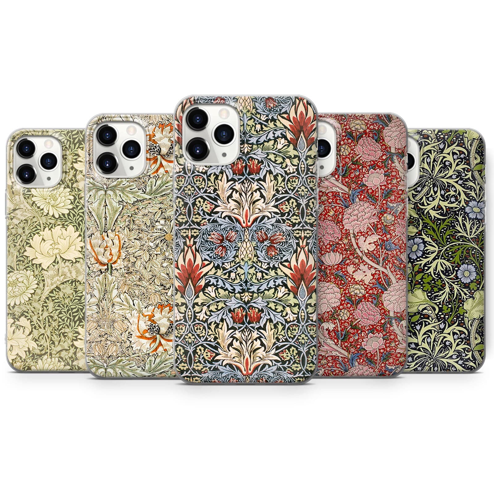 William Morris Floral Phone Case fit for iPhone 14, 13 Pro, 12 mini, 11, XR, 7+, 7 & Samsung A50, A51, S21, A53, Huawei P20, P30 ProD113