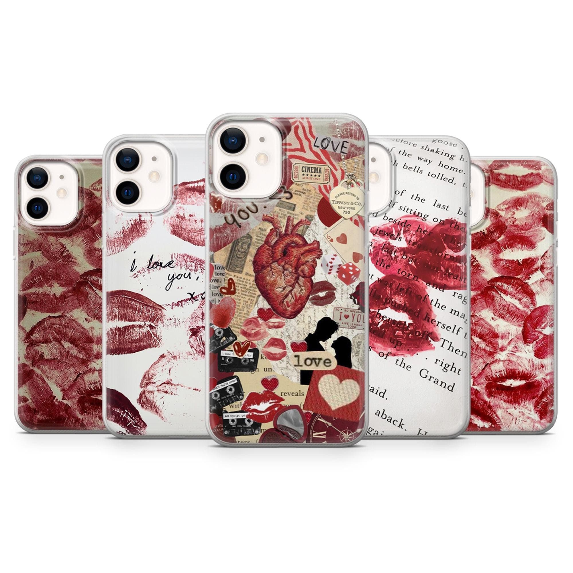 Kiss Mark Phone Case Lipstick Kisses Valentines Day Cover for iPhone 17 Pro, 16, 15, 14, 13, 12, Samsung S25, S24, A16, A56, Pixel 10, 9A, 8