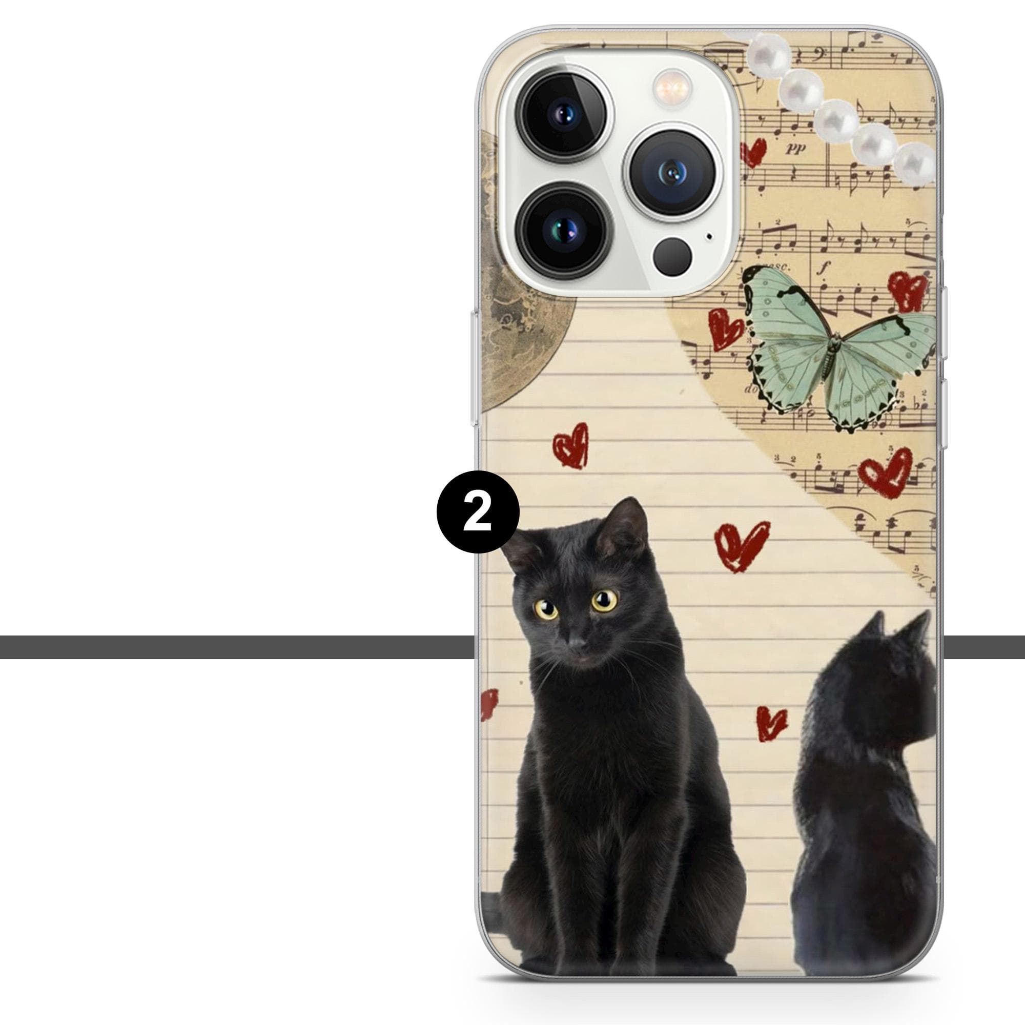 Black Cat Phone Case Grunge Gothic Cat Cover for iPhone 17 Pro, 16, 15, 14, 13, 12, Samsung S25, S24, A16, A56, Pixel 10, 9A, 8 - image 4