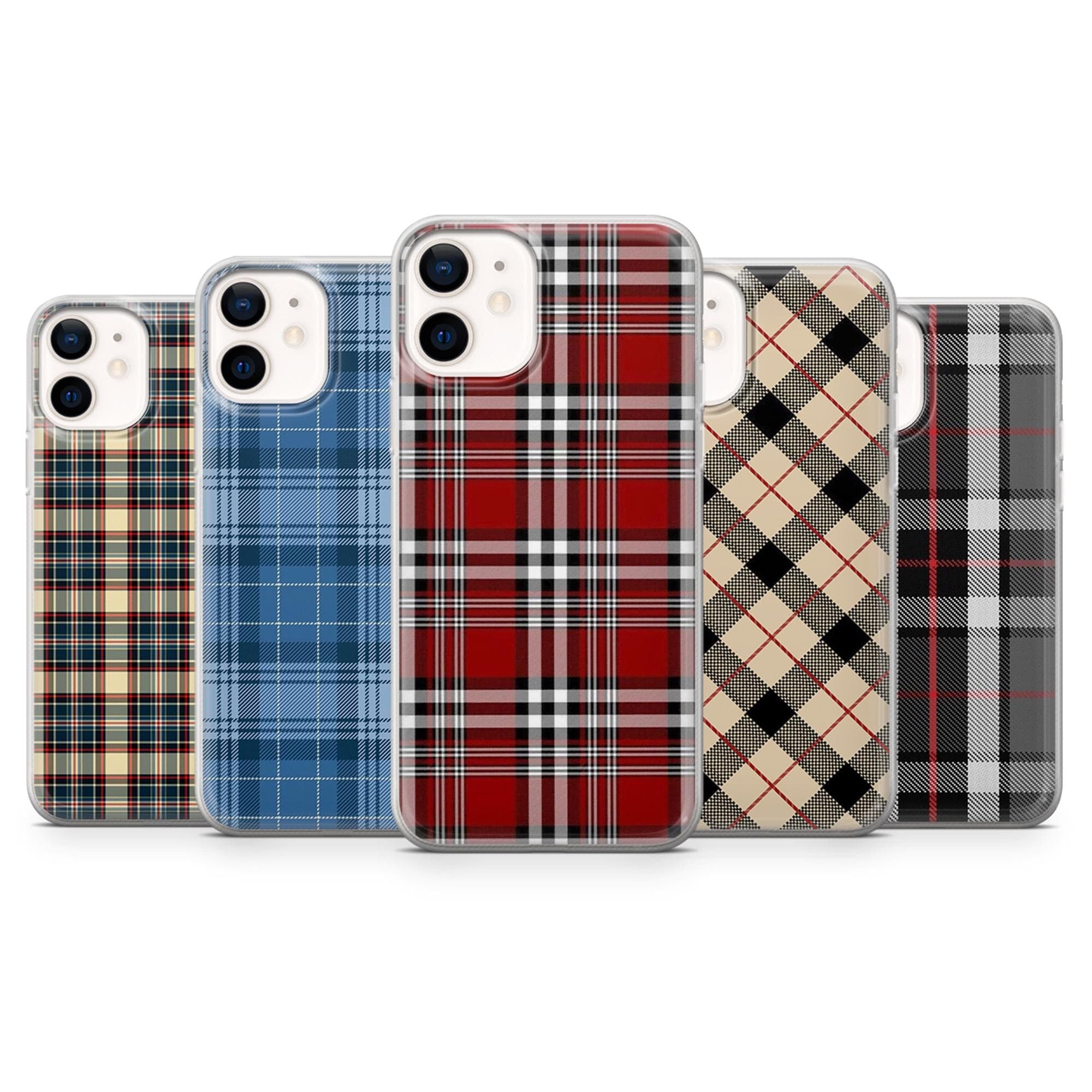 Tartan Phone Case Plaid Flannel Cover for iPhone 17 Pro, 16, 15, 14, 13, 12, Samsung S25, S24, A16, A56, Pixel 10, 9A, 8