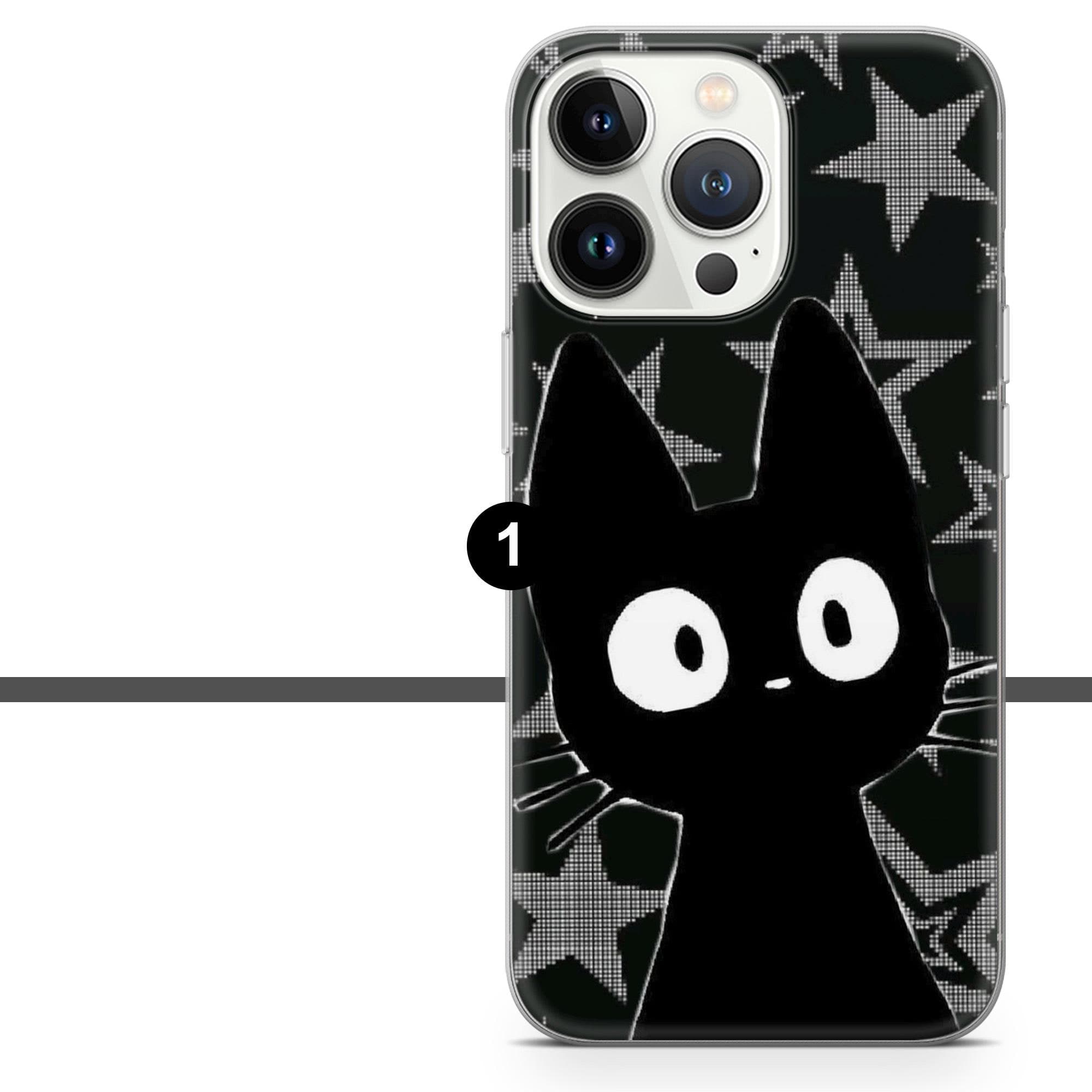 Black Cat Phone Case Grunge Gothic Cat Cover for iPhone 17 Pro, 16, 15, 14, 13, 12, Samsung S25, S24, A16, A56, Pixel 10, 9A, 8 - image 3