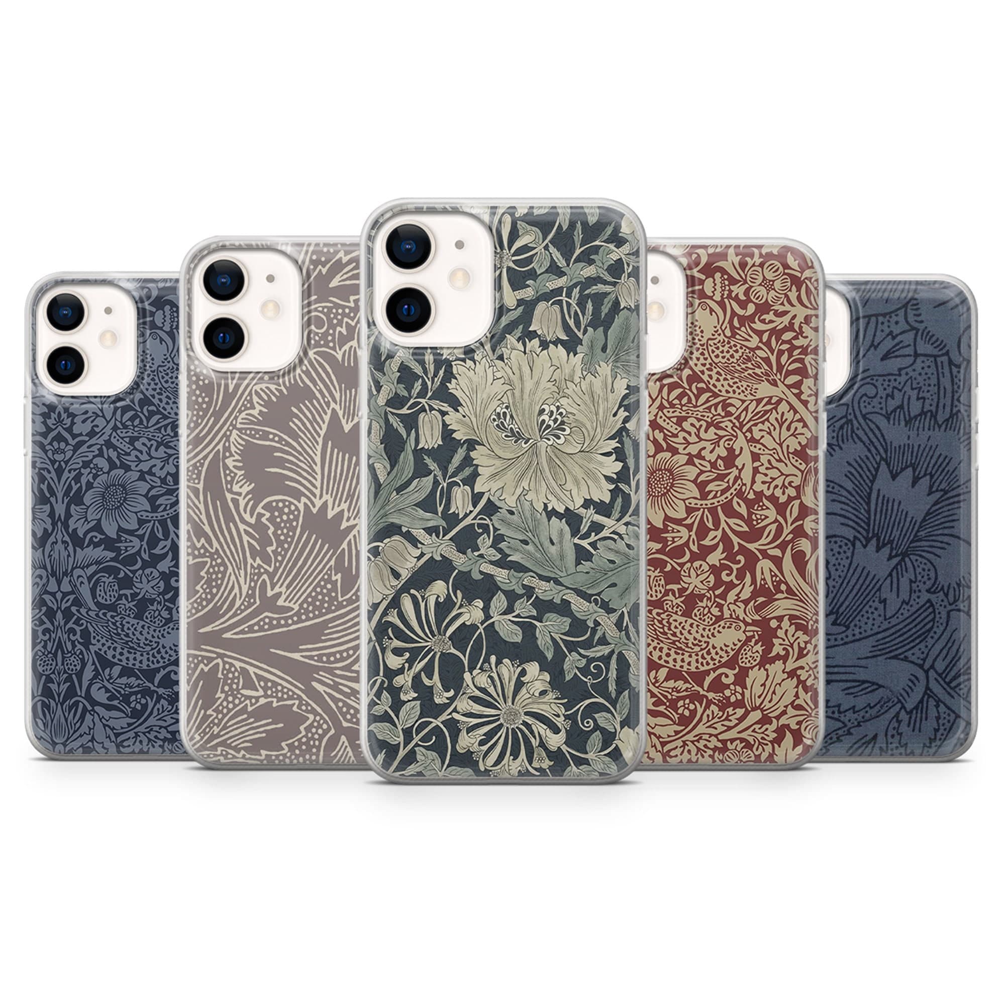 Wallpaper William Morris Phone Case fit for iPhone 14, 13 Pro, 12 mini, 11, XR, 7+, 7 & Samsung A50, A51, S21, A53, Huawei P20, P30 Pro D64