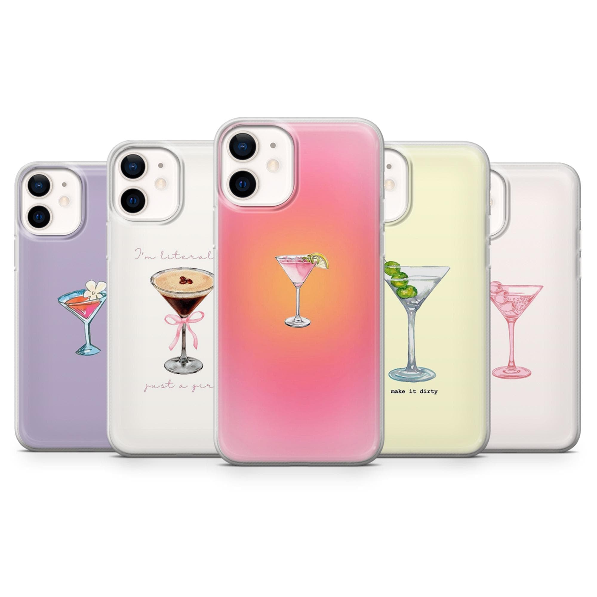 Cocktail Phone Case Martini Cute Drink Cover for iPhone 17 Pro, 16, 15, 14, 13, 12, Samsung S25, S24, A16, A56, Pixel 10, 9A, 8
