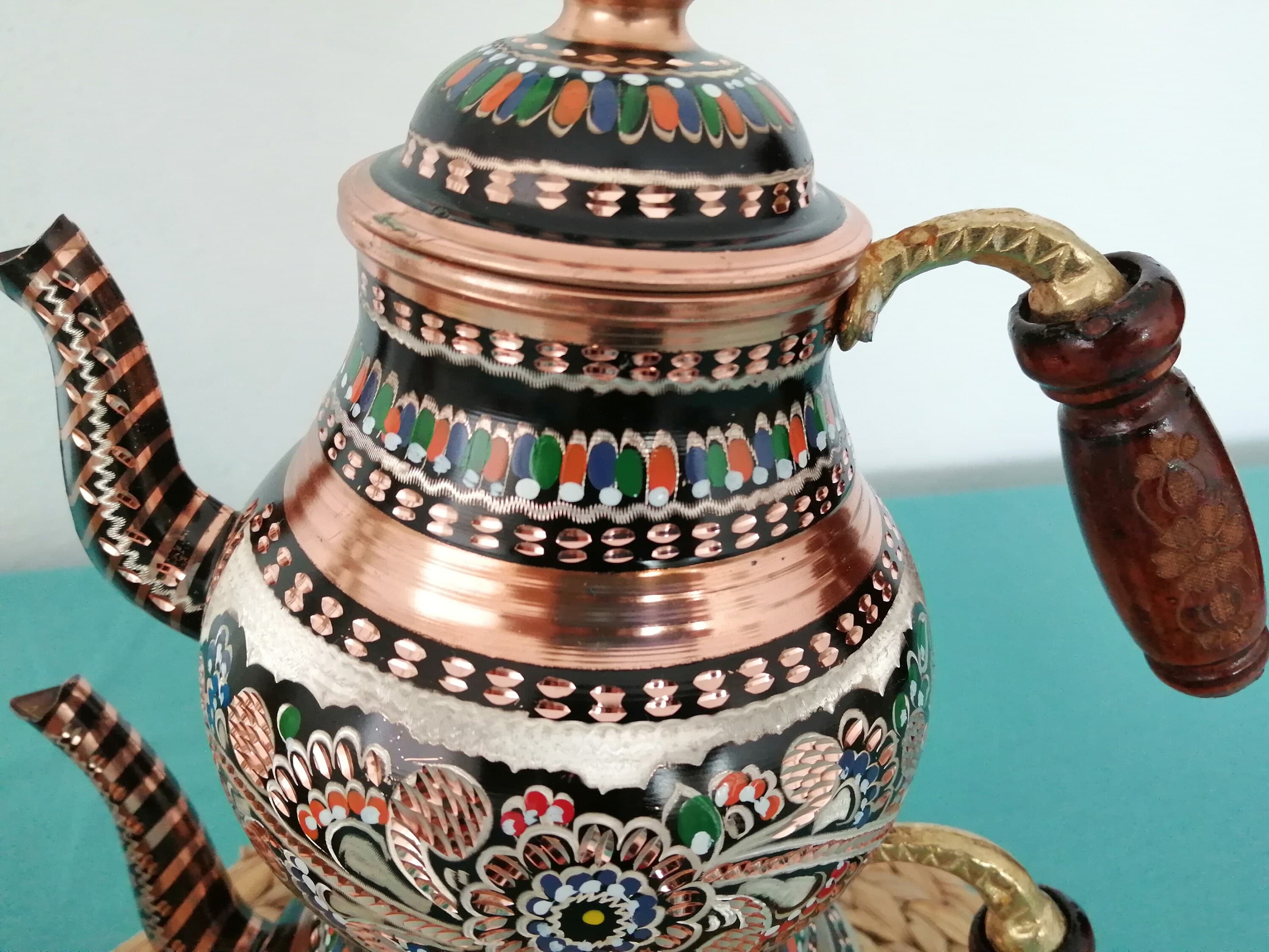 Authentic Copper Teapot, Turkish Copper Teapot, Handmade Style Rose Copper Tea, Samovar, Engraved Flower Pattern, KettleMother's day gift - image 3