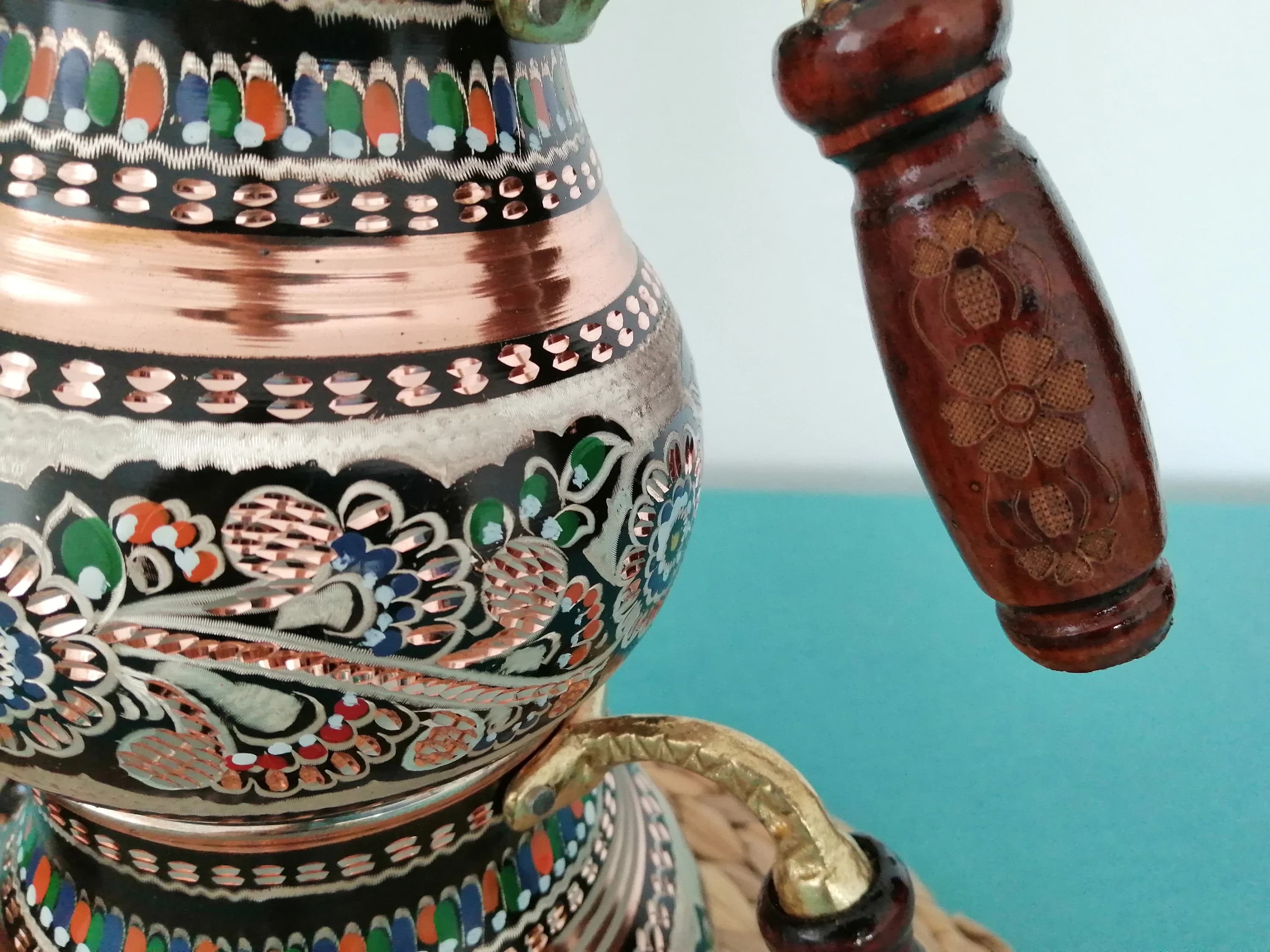 Authentic Copper Teapot, Turkish Copper Teapot, Handmade Style Rose Copper Tea, Samovar, Engraved Flower Pattern, KettleMother's day gift - image 4