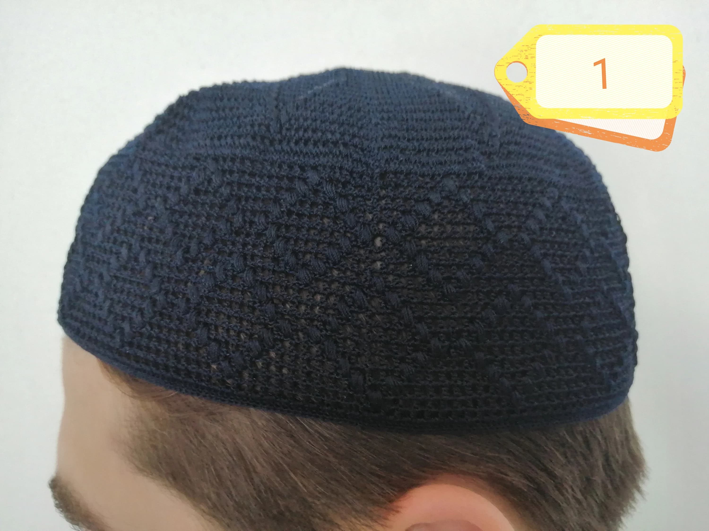 Handcrafted Prayer Cap, Patterned Crochet Skullcap, Islamic hat, Prayer Hat, Kufi - Hand-knitted Skullcap, "Father's Day" gift