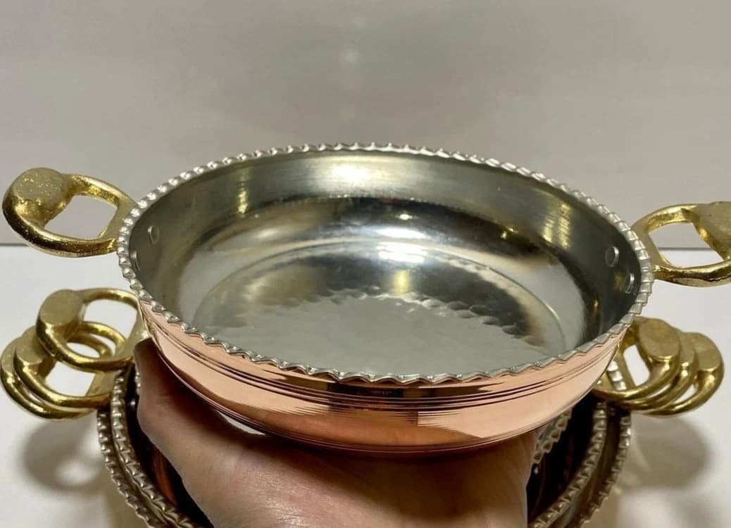 Set of 4 Copper Pans,Traditional Copper Pan Set,Omelette Pan Set,Handmade Pan ,Double Brass Handle Set,Omelette Copper Pan Mothers day gift - image 3