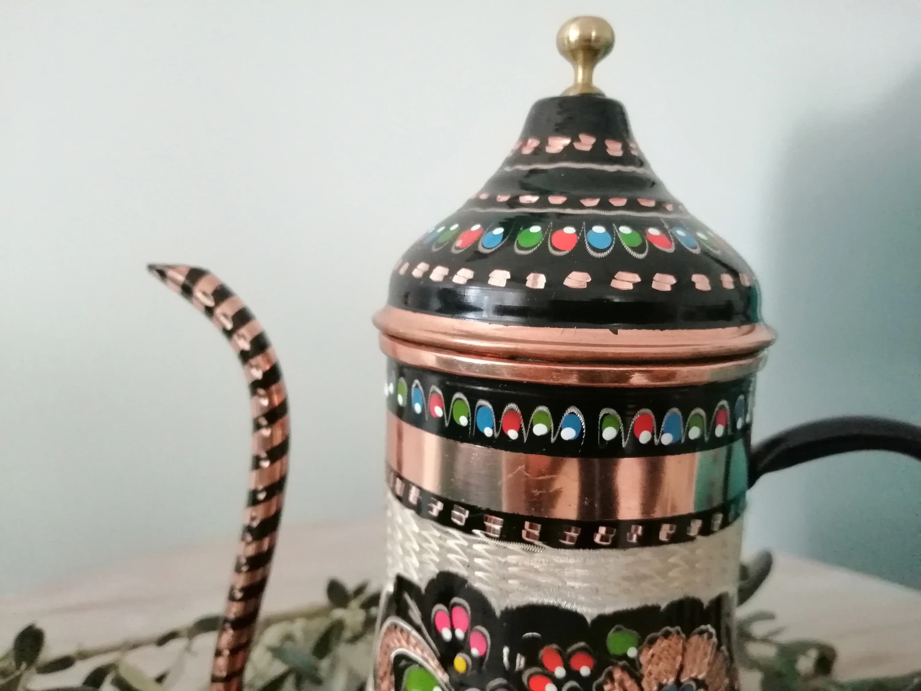 Decorative Copper Oil Bowl, Hand Carved Copper Sauce, Copper Olive Oil Bottle, Olive Oil Dispenser, Housewarming Gift, Kitchen Decor - image 2
