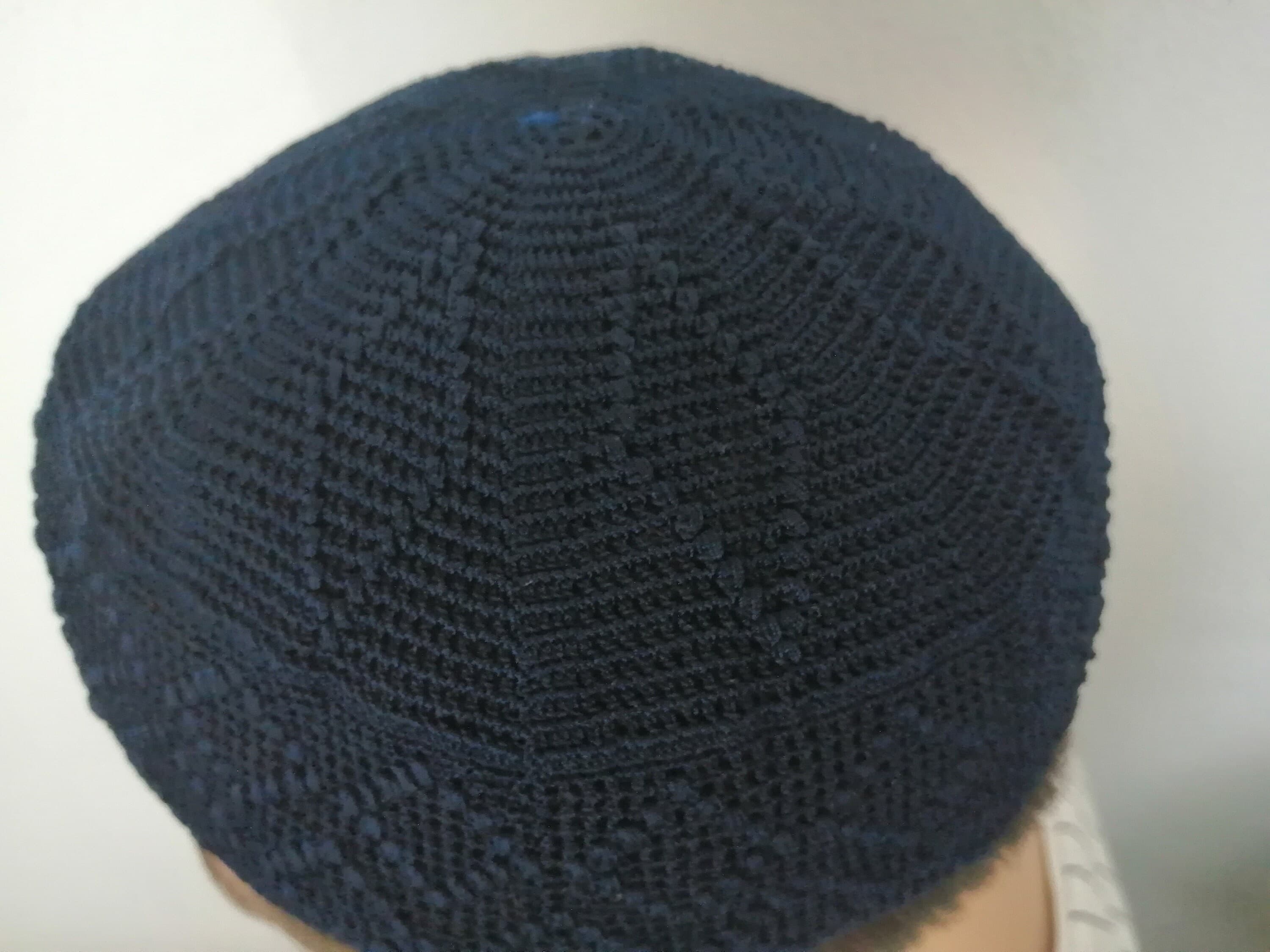 Handcrafted Prayer Cap, Patterned Crochet Skullcap, Islamic hat, Prayer Hat, Kufi - Hand-knitted Skullcap, "Father's Day" gift - image 3