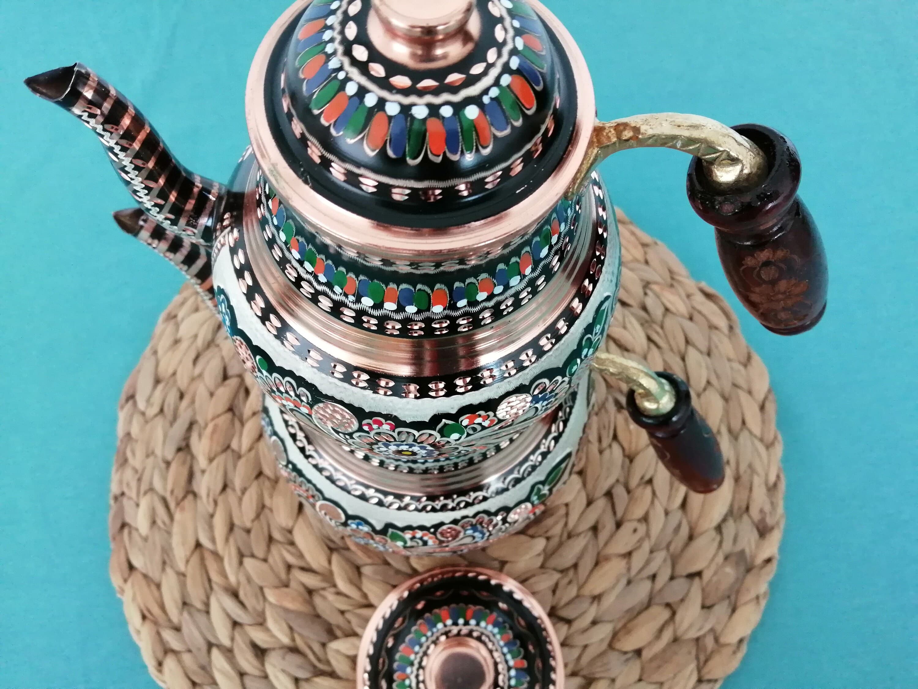Authentic Copper Teapot, Turkish Copper Teapot, Handmade Style Rose Copper Tea, Samovar, Engraved Flower Pattern, KettleMother's day gift - image 2