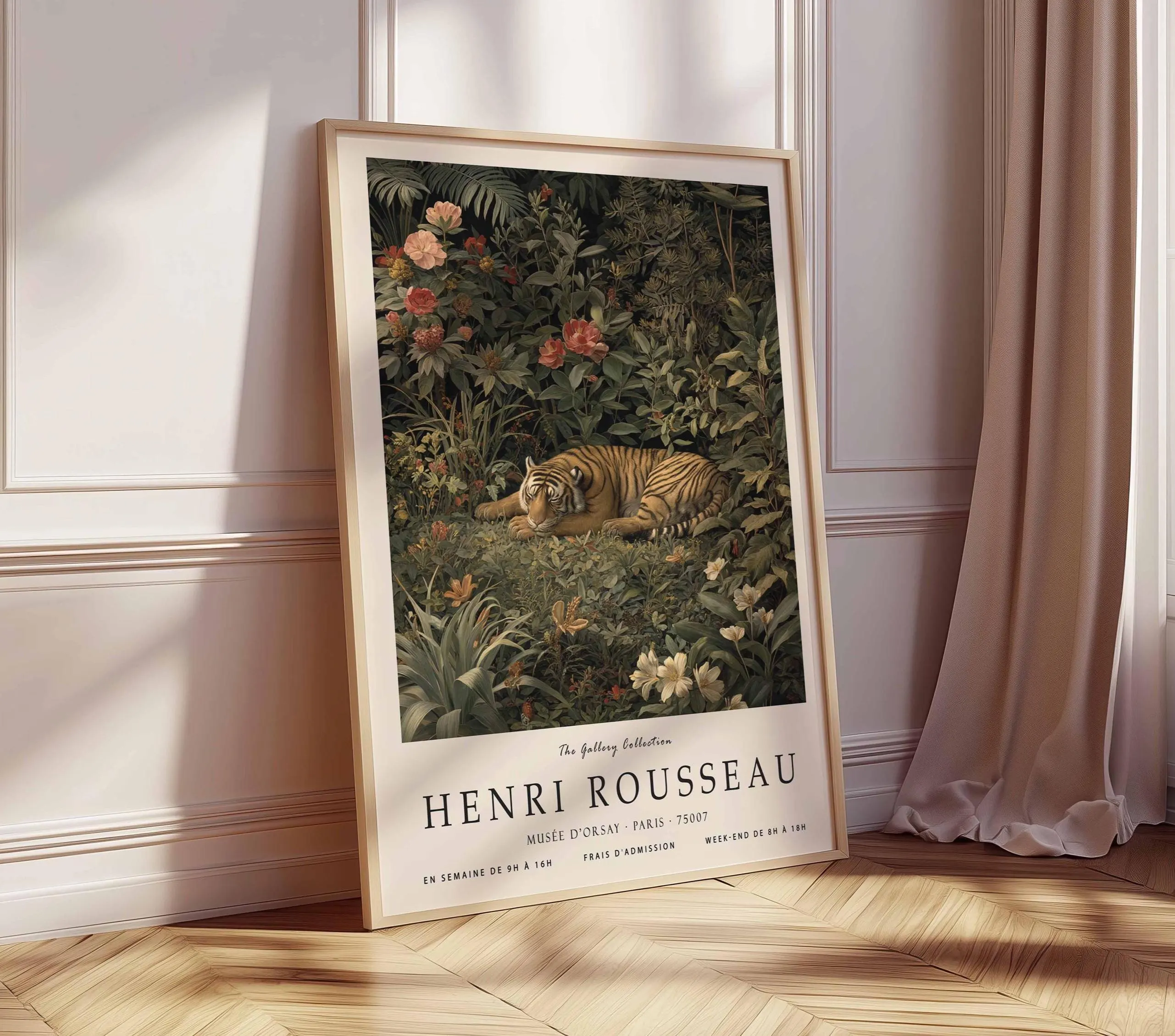 Henri Rousseau Tiger Poster, Jungle Botanical Print, Boho Decor
