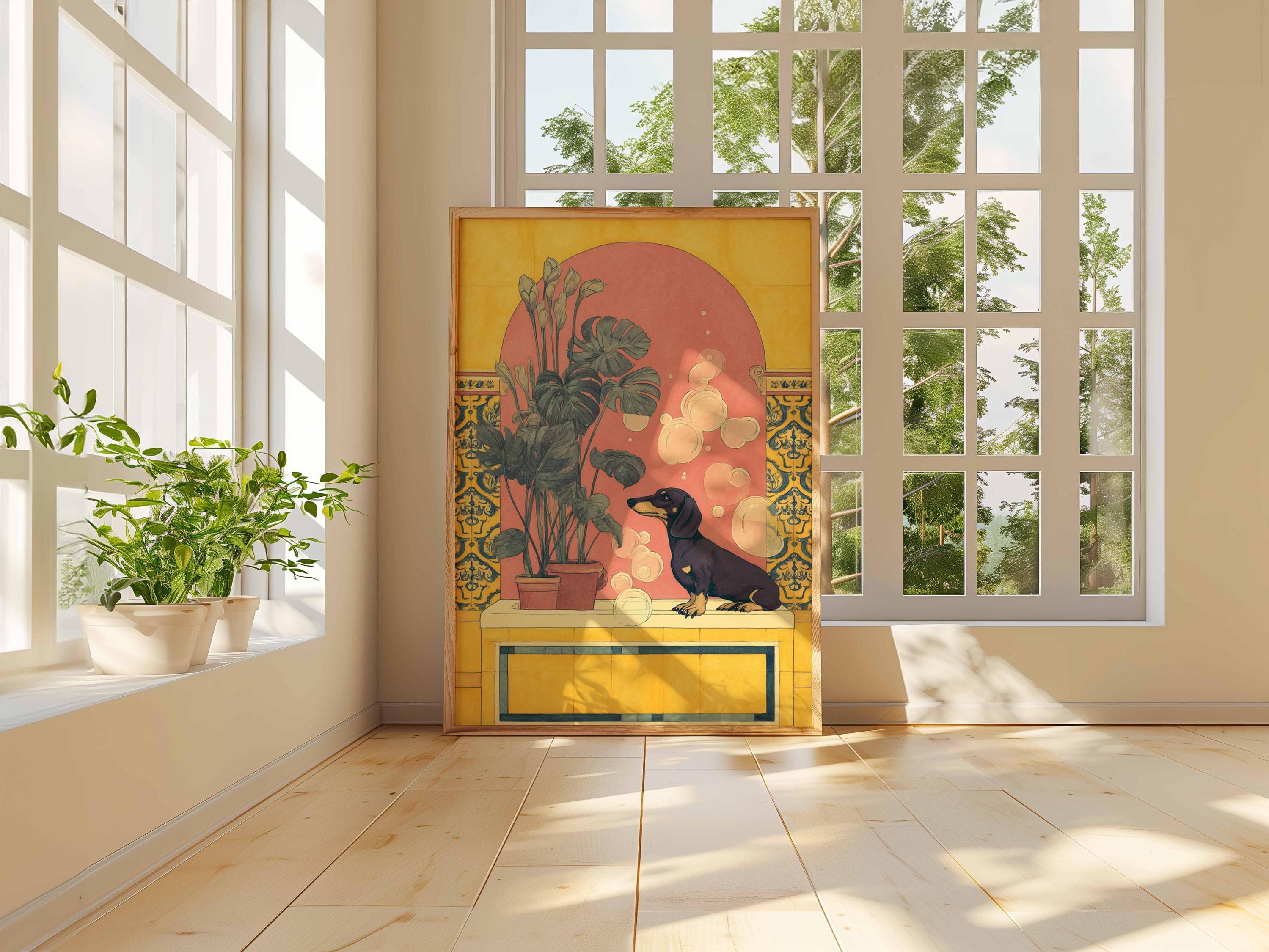 Dachshund Art Print, Sausage Dog, Modern Pet Illustration - image 5
