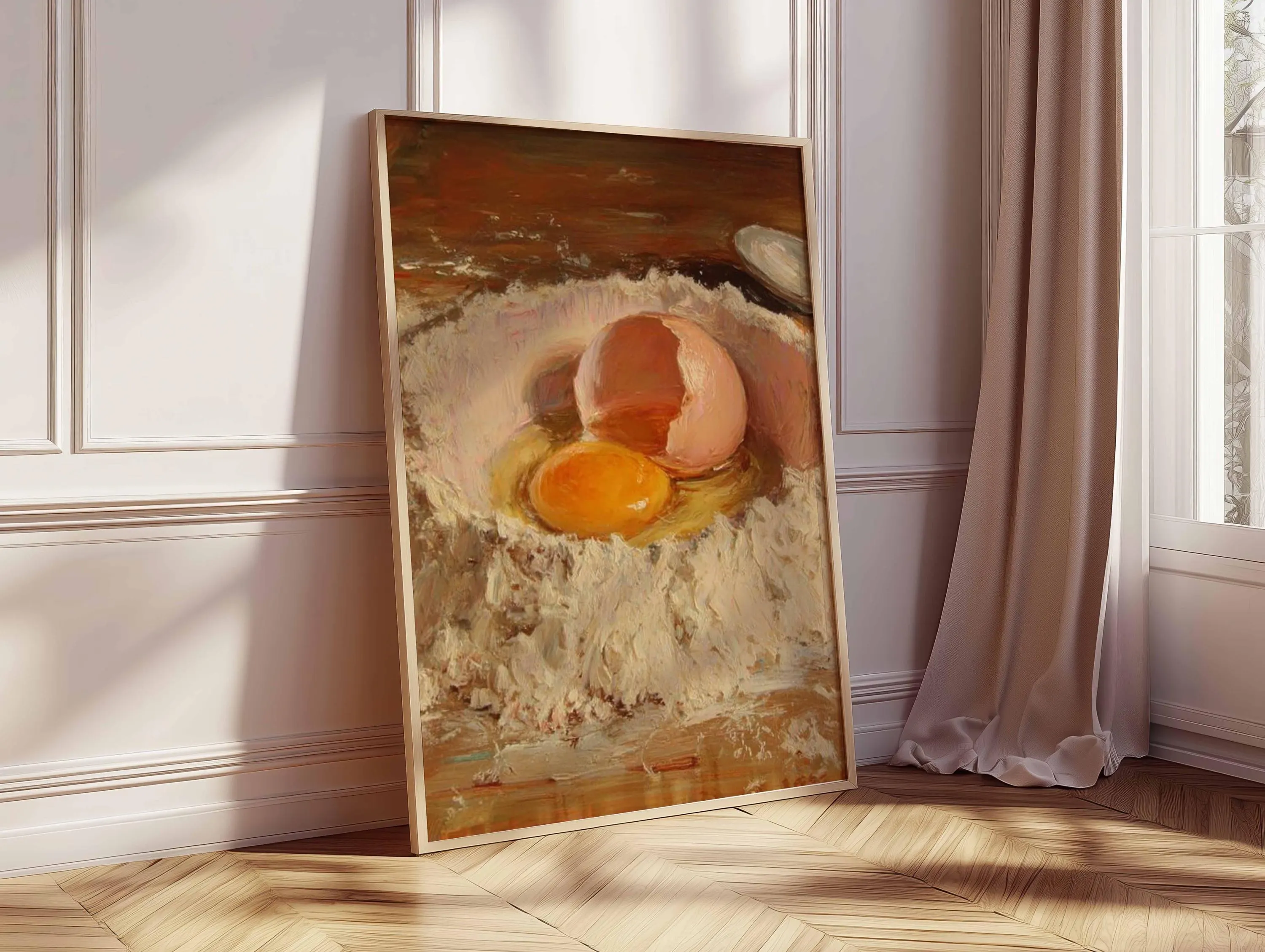 Cracked Egg Still Life Art Print | Rustic Kitchen Decor - image 3