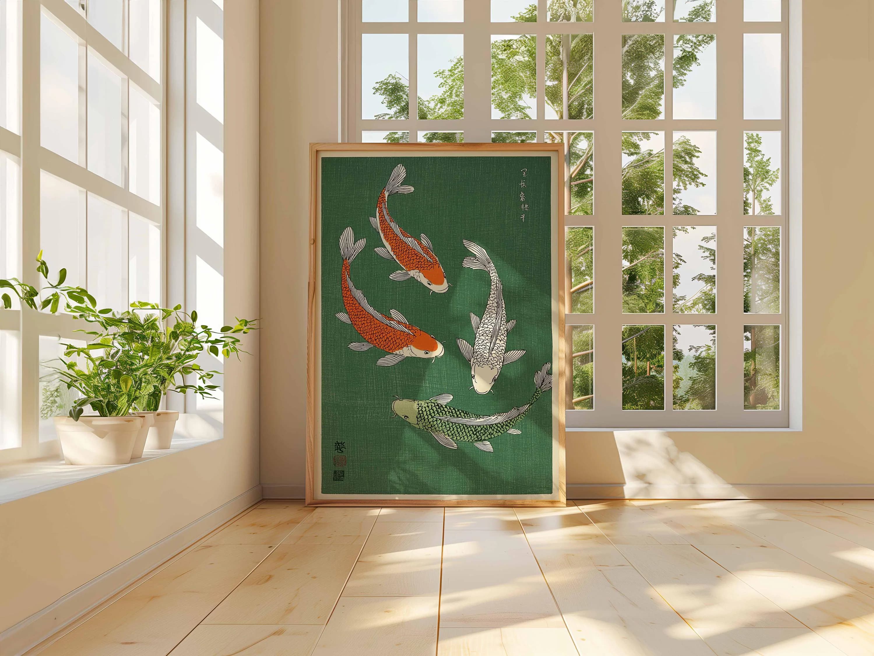 Japanese Koi Fish Poster, Zen Asian Wall Art Print - image 5