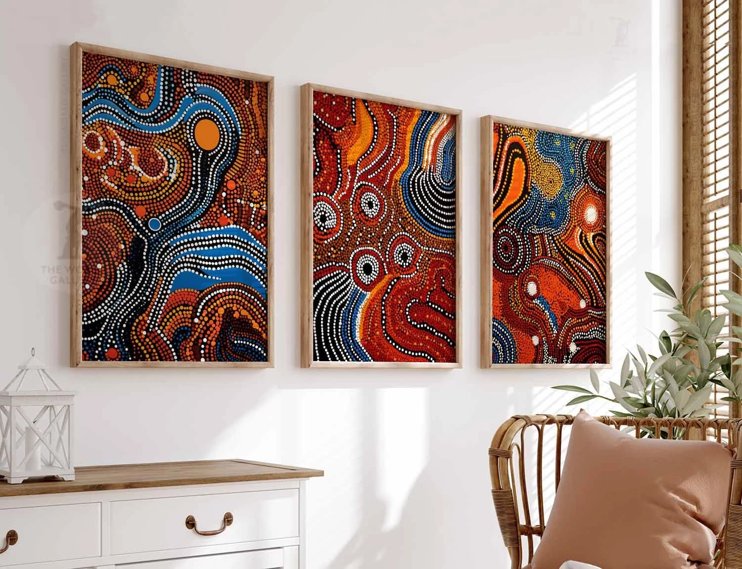 Aboriginal Art Prints, Indigenous Australian Decor, Set of 3 - image 5