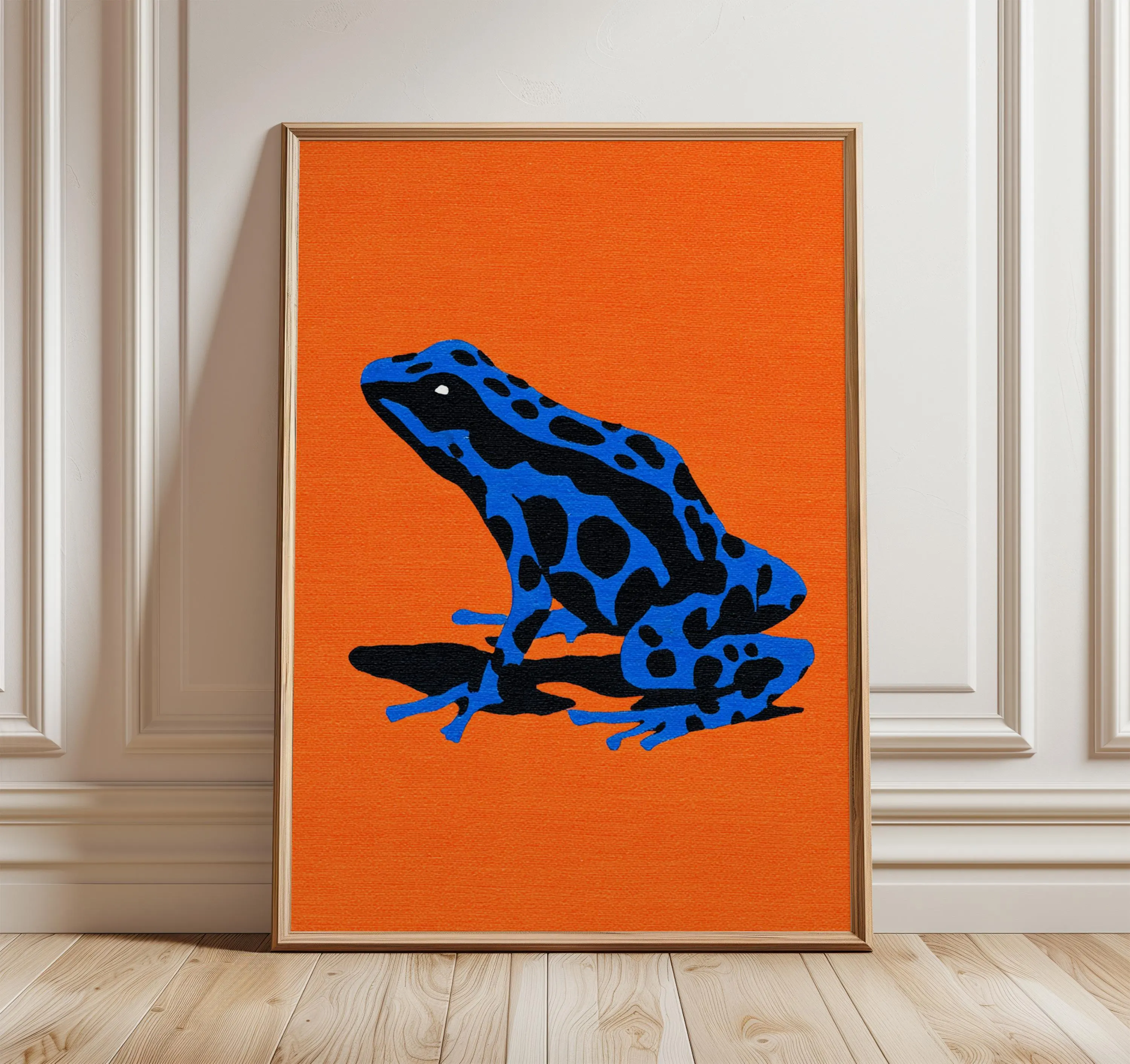 Blue Poison Dart Frog Art Print, Orange Pop Art Poster