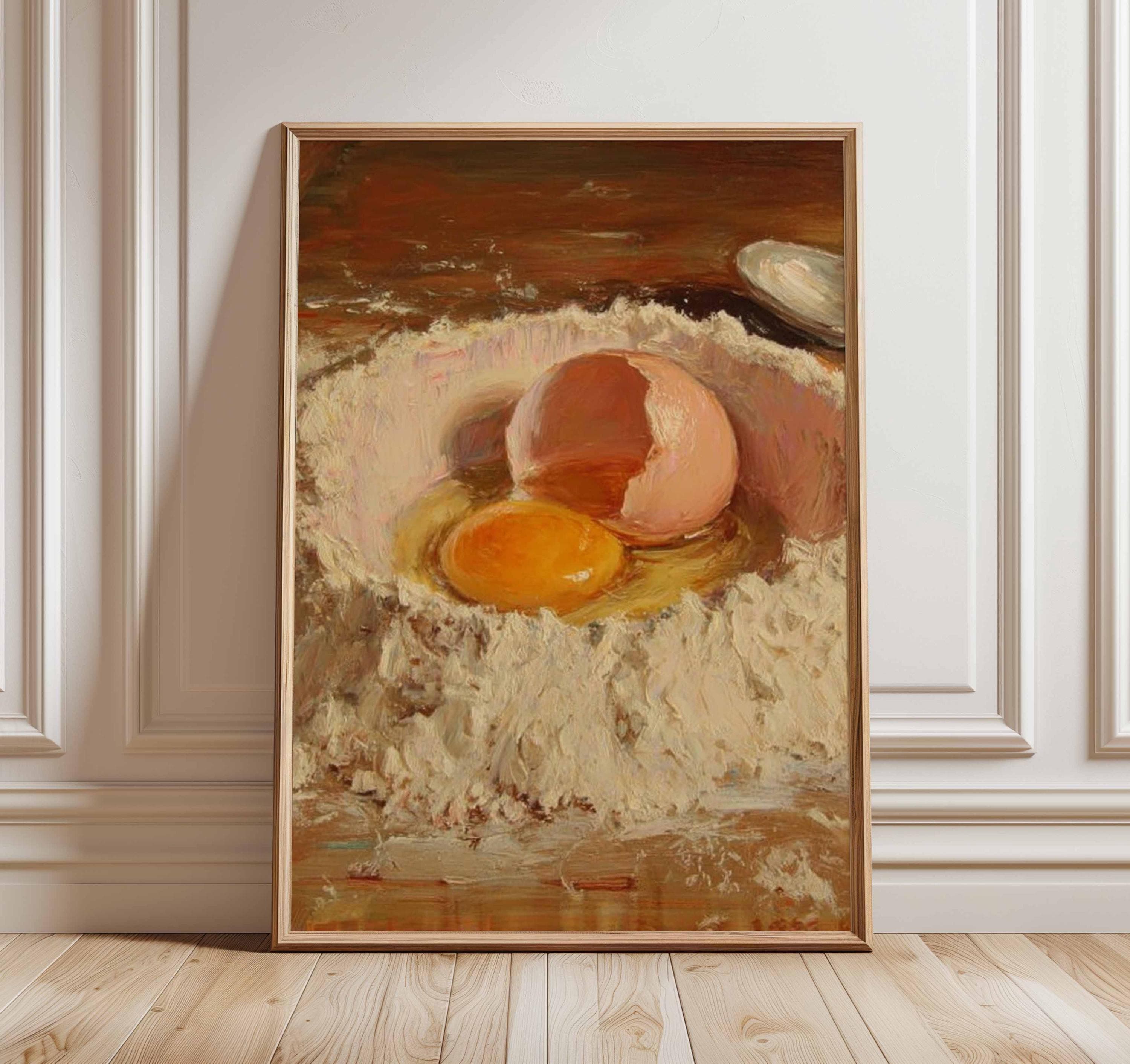Cracked Egg Still Life Art Print | Rustic Kitchen Decor