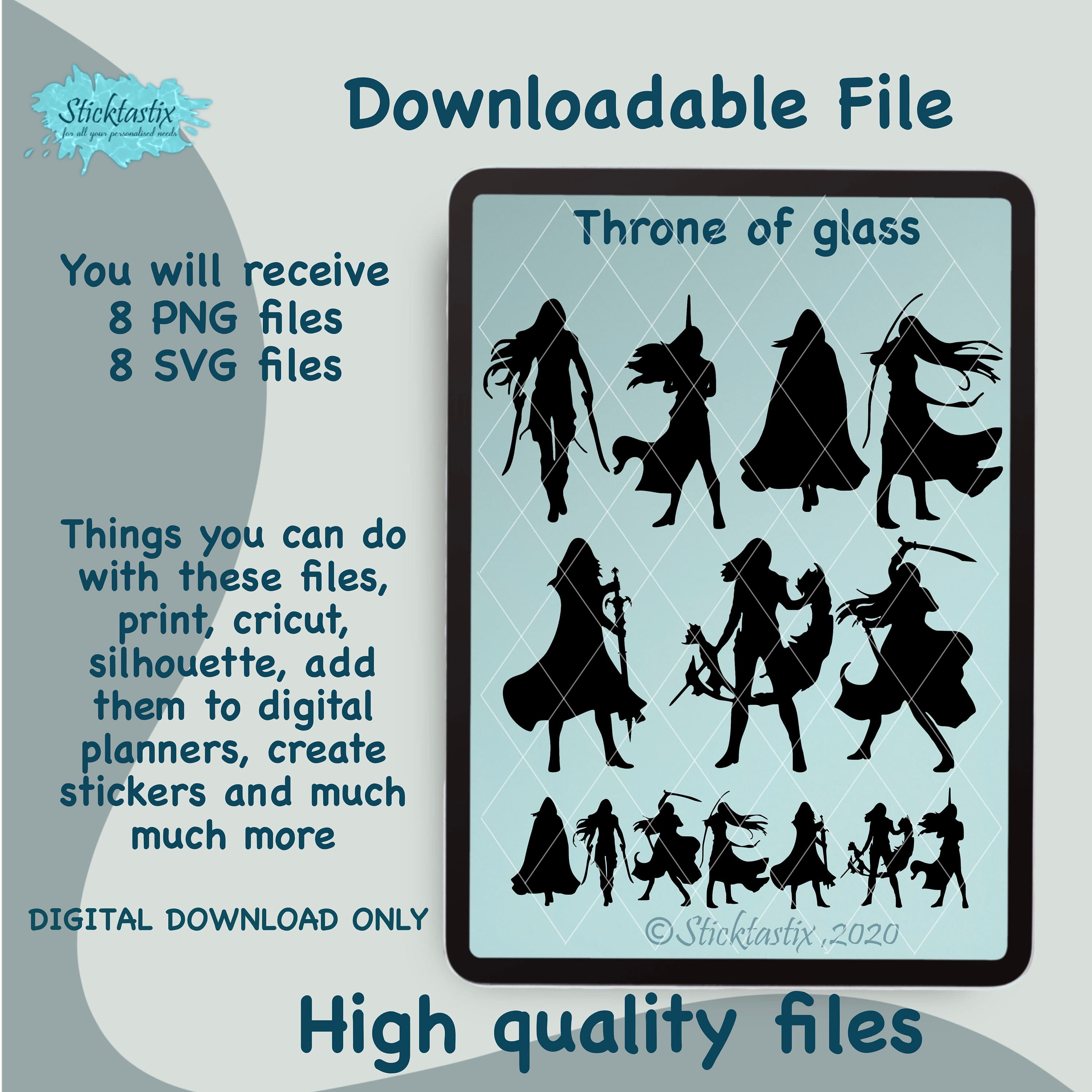 Throne of Glass Silhouette SVG Bundle: Cricut & Decals (Digital Download)