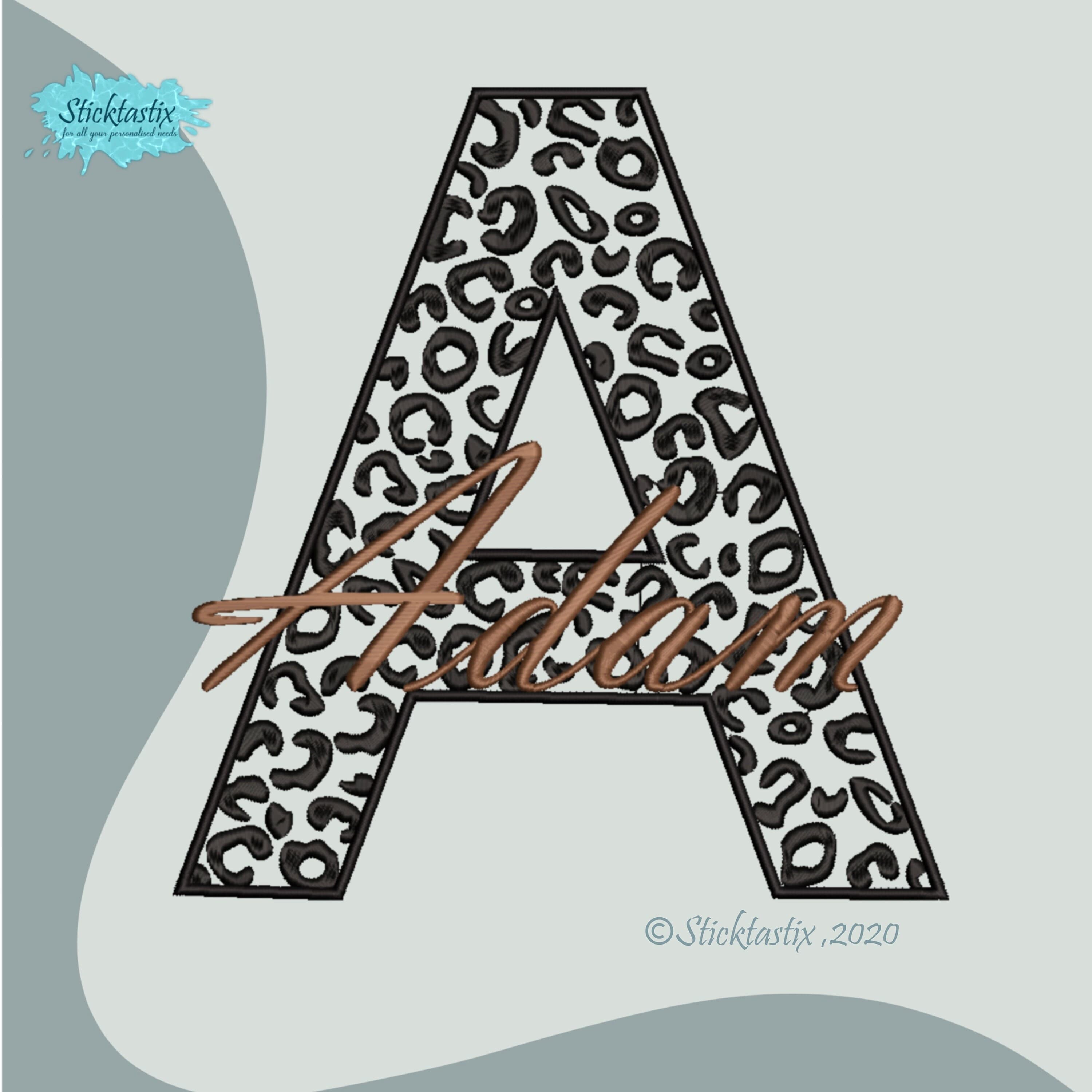 A appliqué embroidery design leopard Machine Embroidery letter  20cm Digital download zip file - image 3