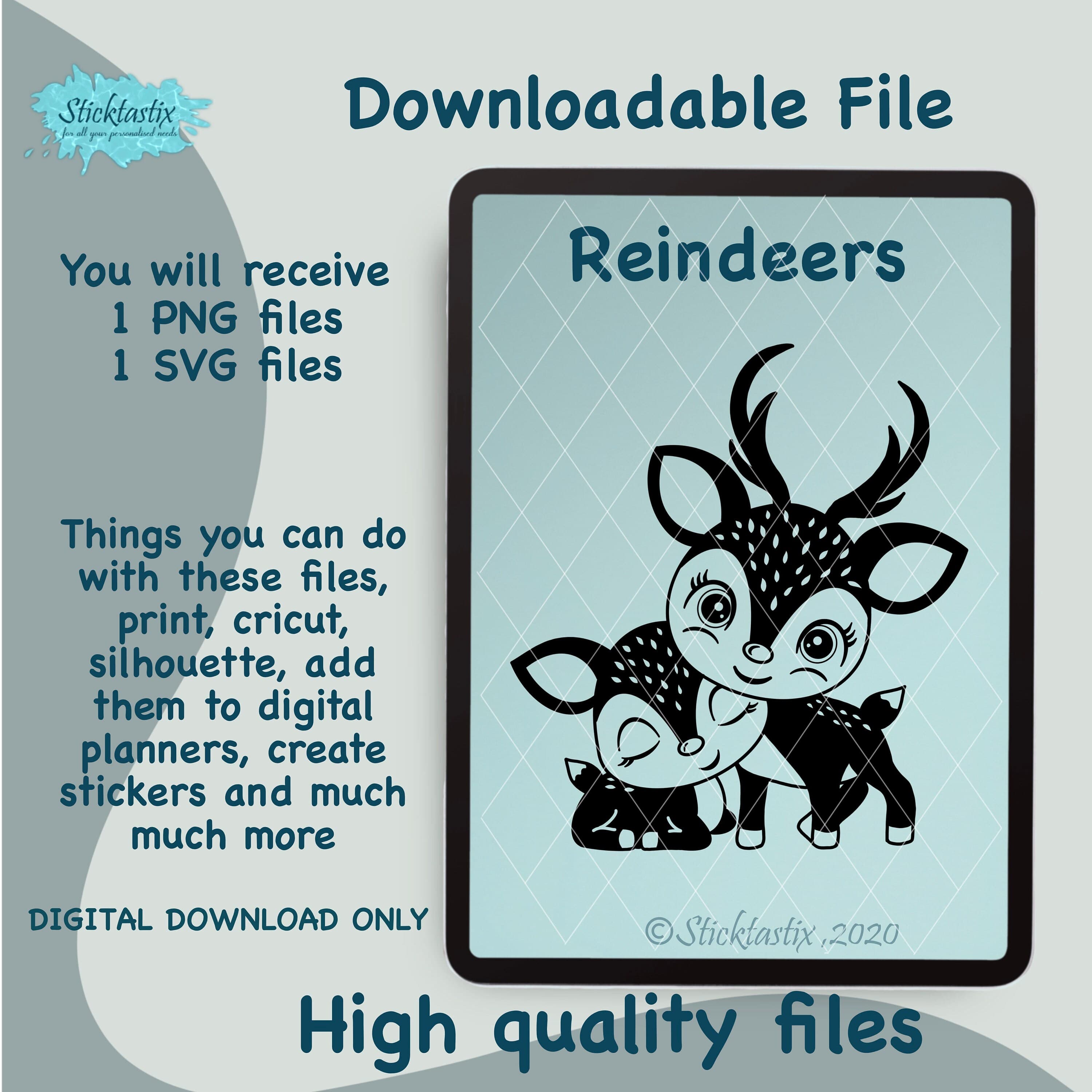 Mama and Baby Reindeer SVG: Cricut & Silhouette Cut File (Digital Download)