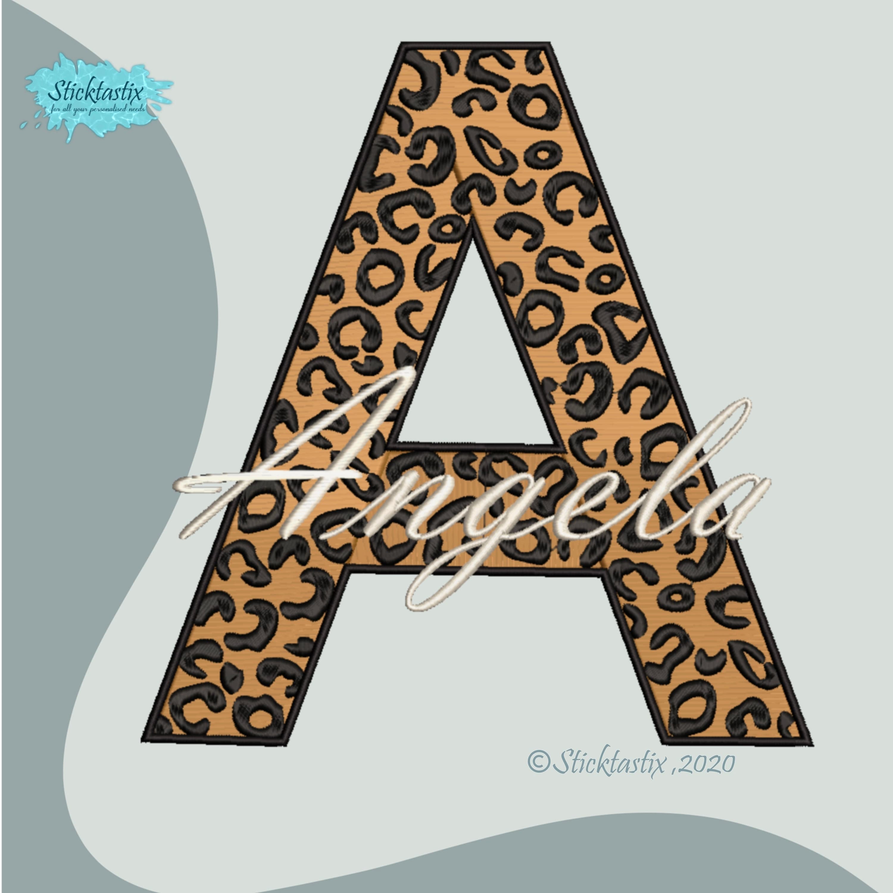 A leopard embroidery design Machine Embroidery letter 20cm Digital download zip file - image 3
