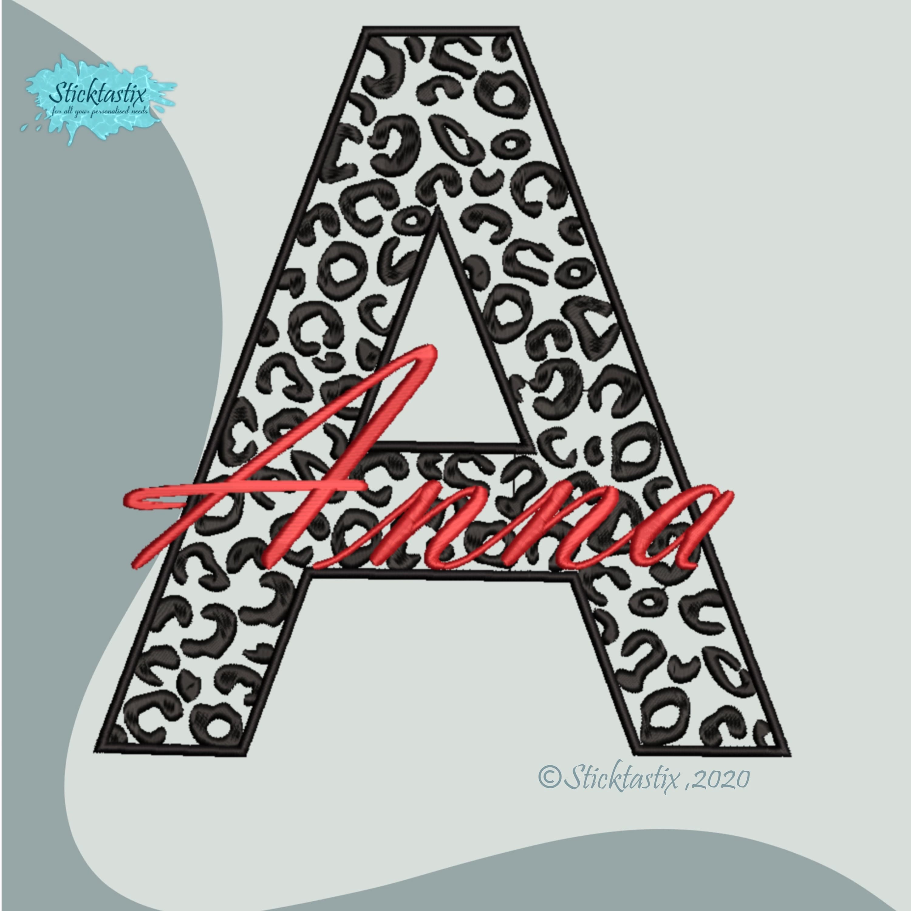 A appliqué embroidery design leopard Machine Embroidery letter  20cm Digital download zip file - image 4