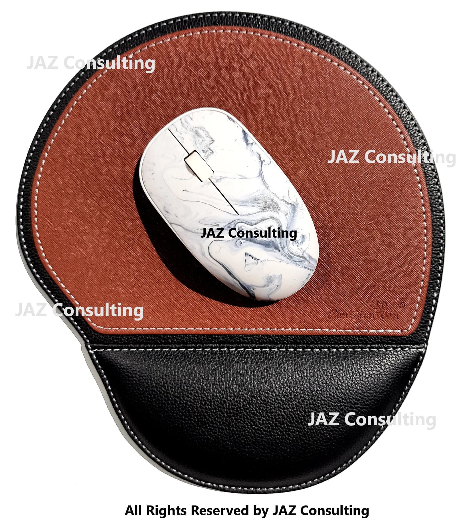 Mouse Pad, Ergonomic PU Leather Mouse Pad with Wrist Rest and Non-Slip Rubber Base, Waterproof, Elegant, Stylish Wrist Support Mousepad - image 3