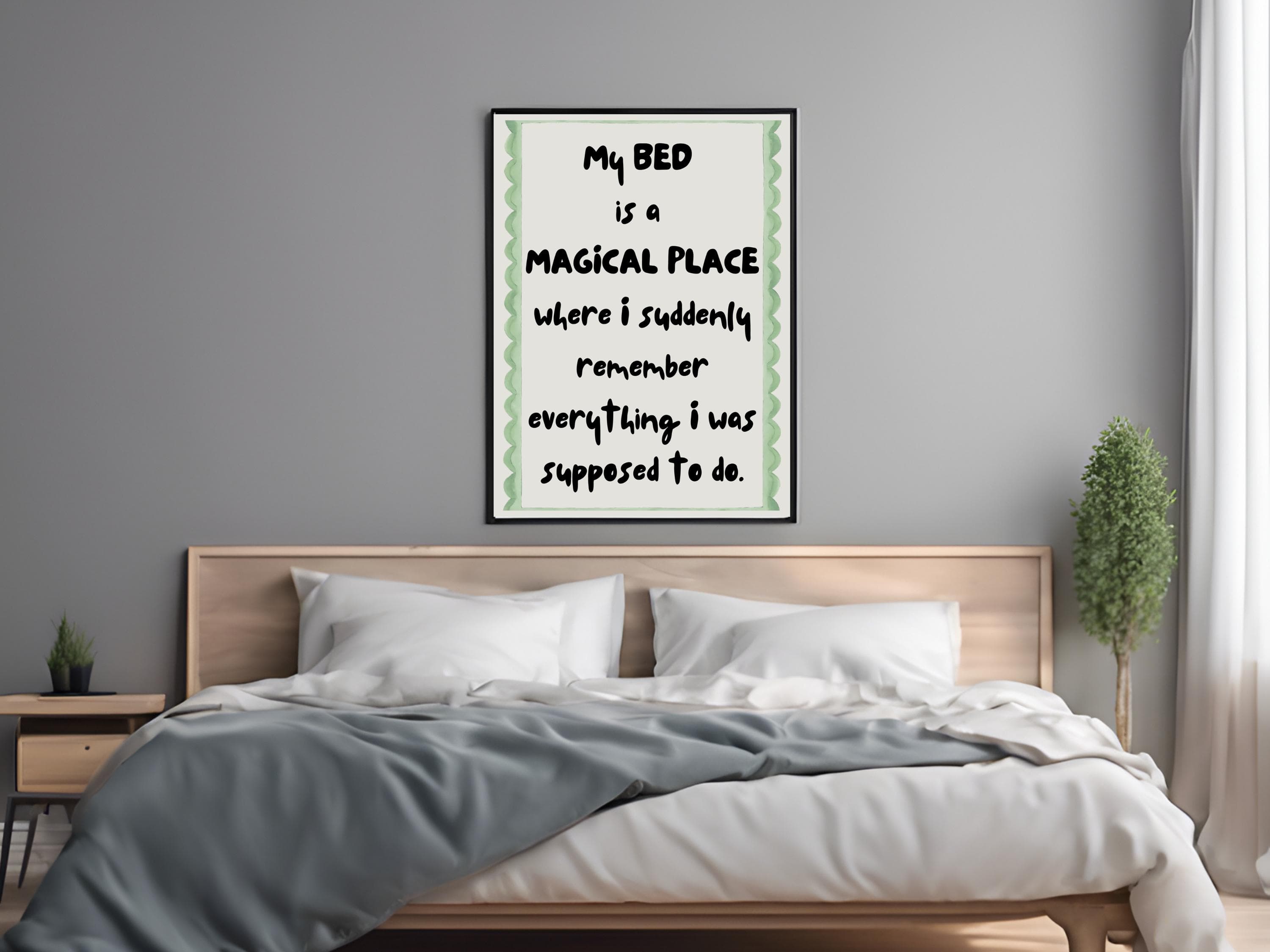 Witty procrastinator poster digital download. Features a hilarious relatable quote about late-night realizations in modern typography. This printable wall art serves as a funny gift and sarcastic decor for a bedroom or workspace. Files come in 2x3 and 3x4 ratios for easy printing, in high-resolution JPG and PDF formats.