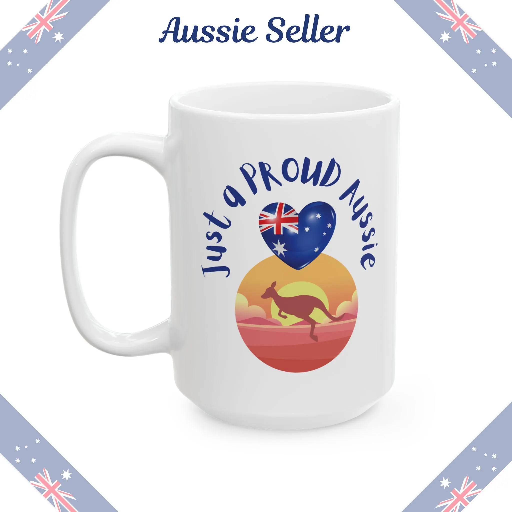 Proud Aussie Mug: Kangaroo & Flag Ceramic Coffee Cup | Aussie Heart Mug | Coffee Mug with Australian Flag and Kangaroo | Australia Day Gift - image 4