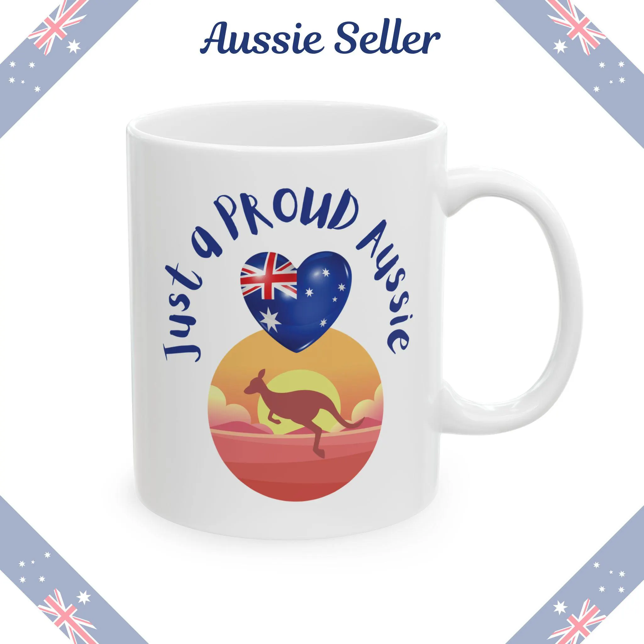 Proud Aussie Mug: Kangaroo & Flag Ceramic Coffee Cup | Aussie Heart Mug | Coffee Mug with Australian Flag and Kangaroo | Australia Day Gift - image 5