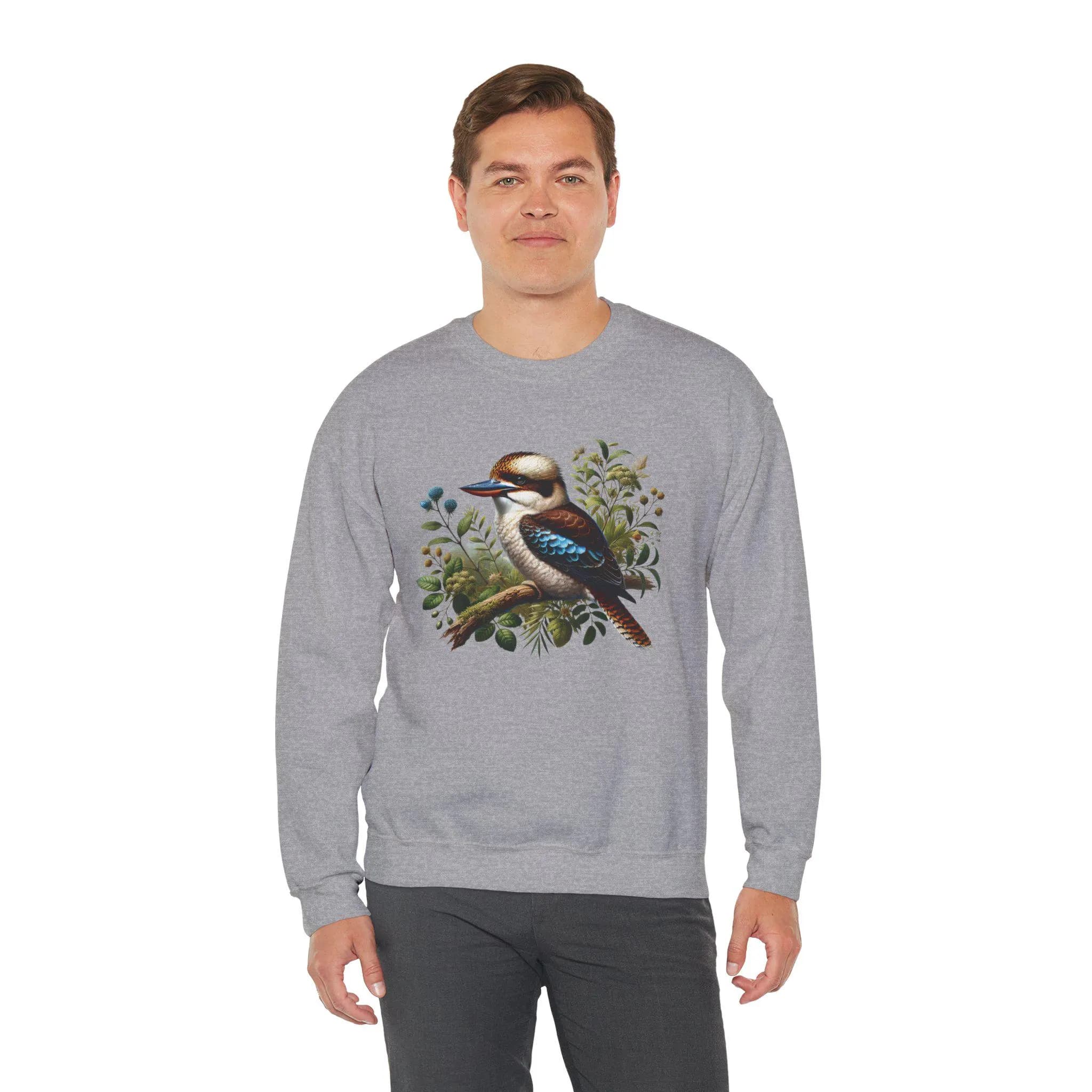 Celebrate the beauty and charm of Australia's iconic wildlife with this delightful Gildan 18000 sweatshirt, featuring a cute kookaburra sitting peacefully on a branch. Whether you're an Australian wildlife lover, a nature enthusiast, or someone who appreciates unique bird-themed apparel, this sweatshirt is a charming way to express your love for the natural world.
This Kookaburra shirt is available in multiple attractive colors and sizes from Small to 5XL.