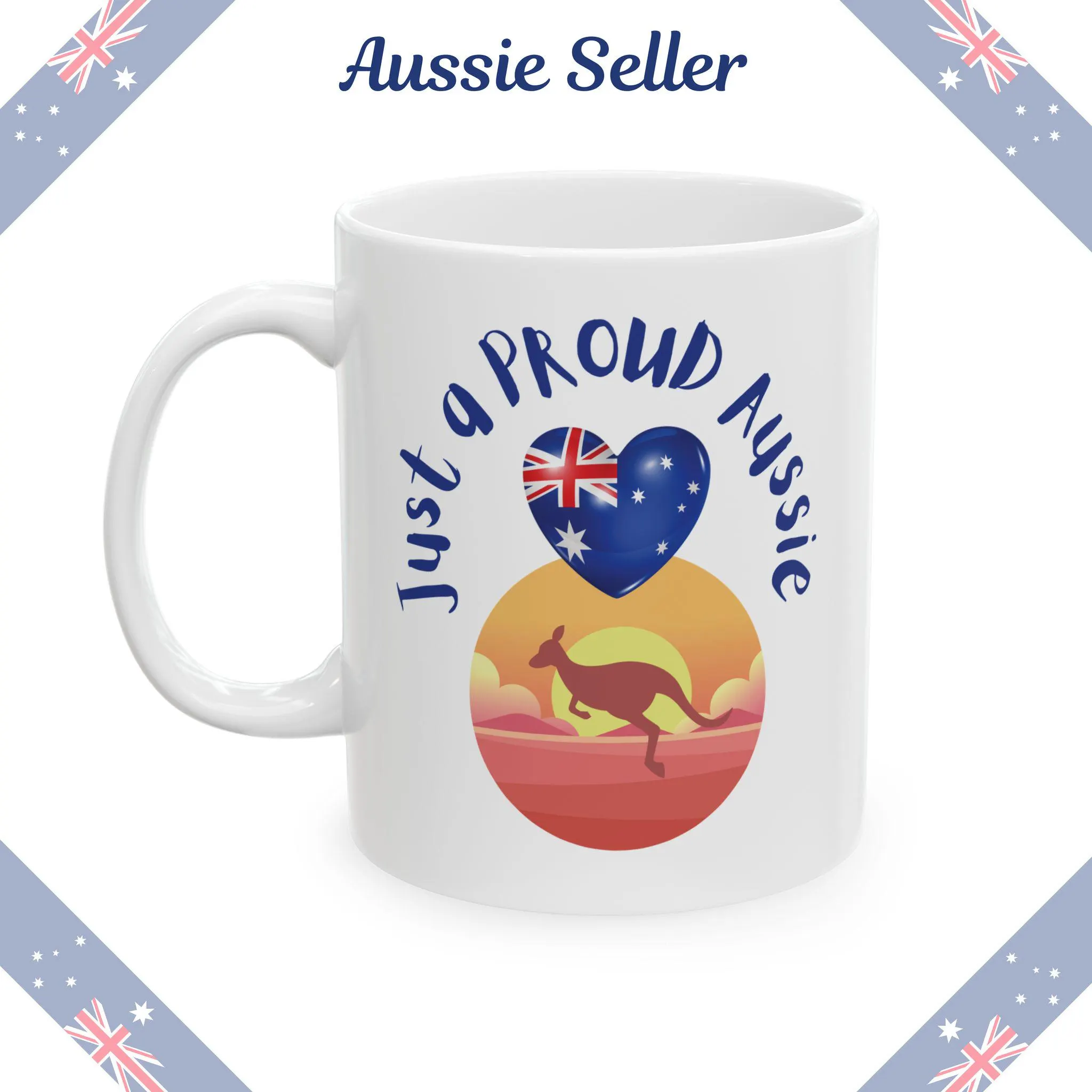 Proud Aussie Mug: Kangaroo & Flag Ceramic Coffee Cup | Aussie Heart Mug | Coffee Mug with Australian Flag and Kangaroo | Australia Day Gift - image 3