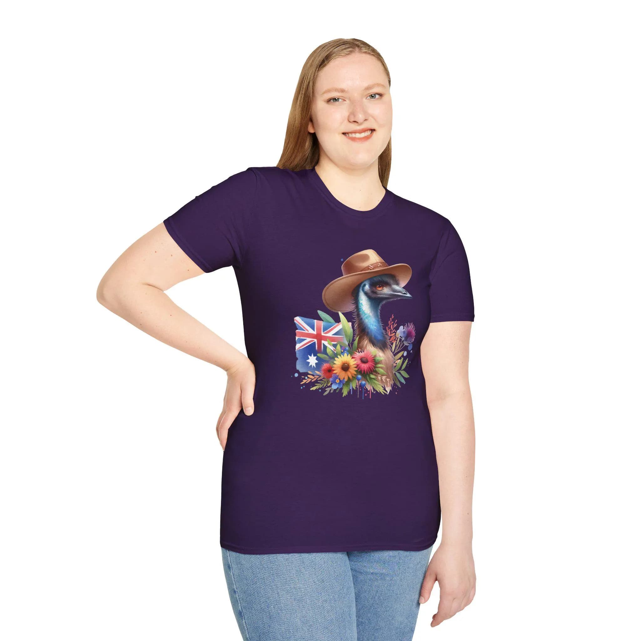 Cute EMU Shirt, from a PROUD Australian.
Celebrate Aussie wildlife with this premium Gildanโฏ64000 unisex t-shirt, available in multiple vibrant colors and a wide range of sizes from XSโ5XL. Featuring an adorable emu wearing a hat with Australian flag in the background, set against a floral backdrop in crisp full-color print.
Great to wear out with friends & family to celebrate Australia Day and a perfect AUSTRALIA DAY gift for yourself, your family, friends & loved-ones.