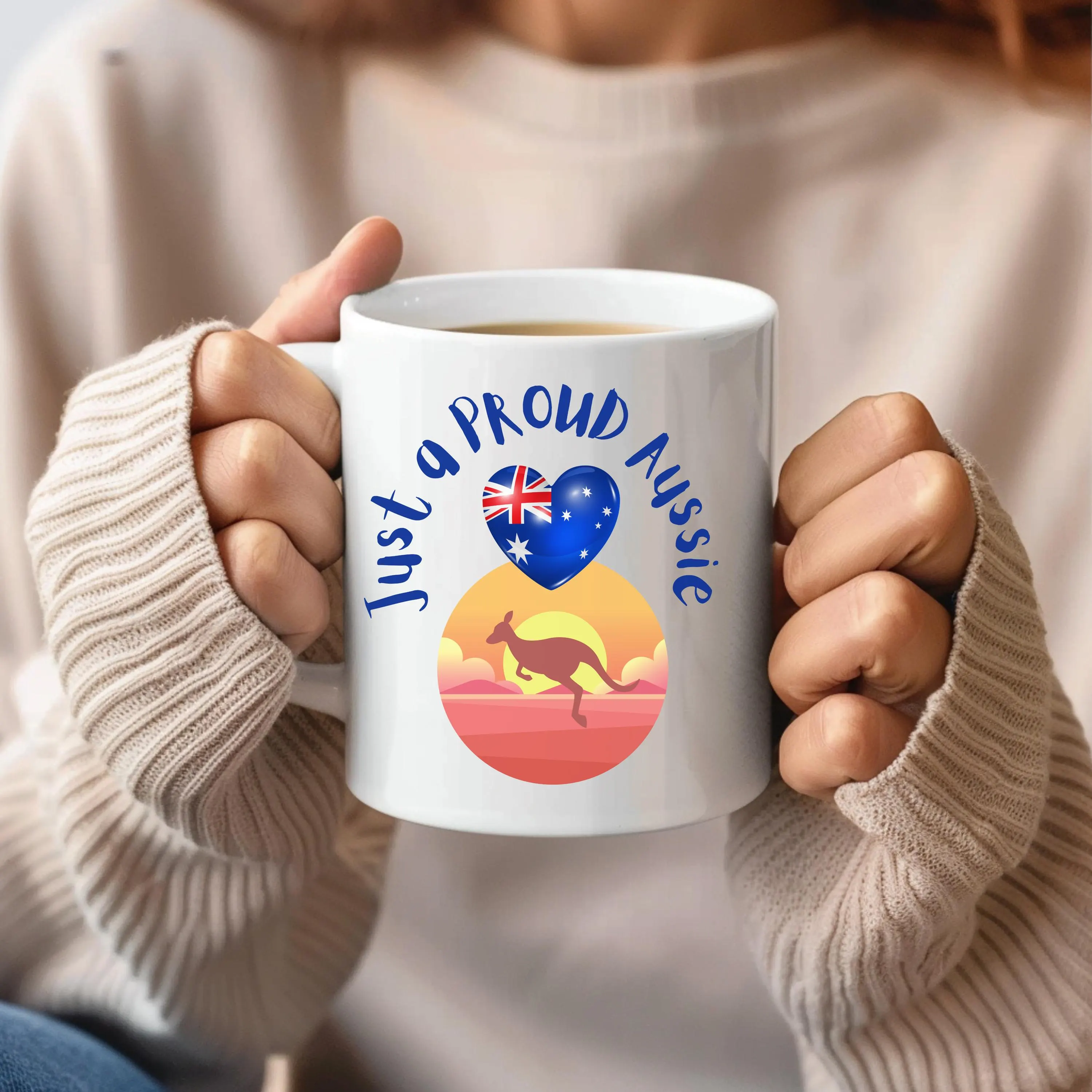 Proud Aussie Mug: Kangaroo & Flag Ceramic Coffee Cup | Aussie Heart Mug | Coffee Mug with Australian Flag and Kangaroo | Australia Day Gift - image 2