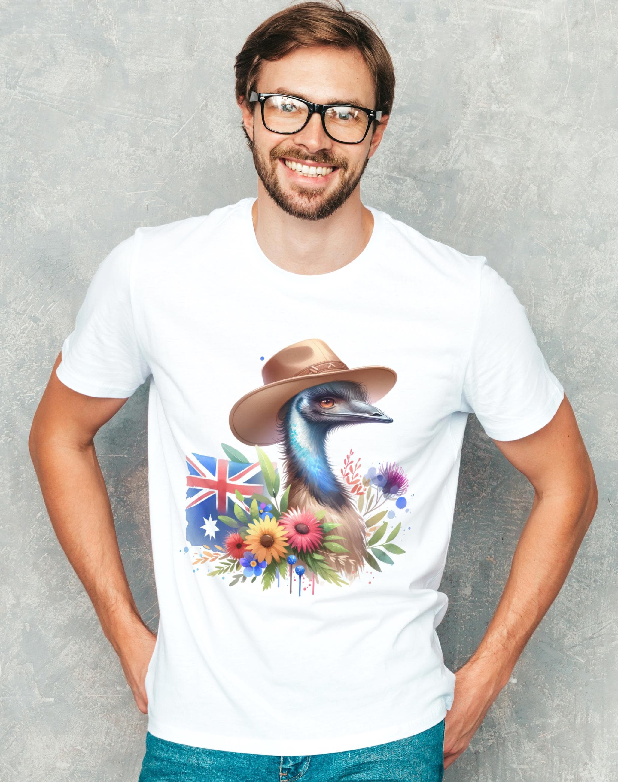Cute EMU Shirt, from a PROUD Australian.
Celebrate Aussie wildlife with this premium Gildanโฏ64000 unisex t-shirt, available in multiple vibrant colors and a wide range of sizes from XSโ5XL. Featuring an adorable emu wearing a hat with Australian flag in the background, set against a floral backdrop in crisp full-color print.
Great to wear out with friends & family to celebrate Australia Day and a perfect AUSTRALIA DAY gift for yourself, your family, friends & loved-ones.