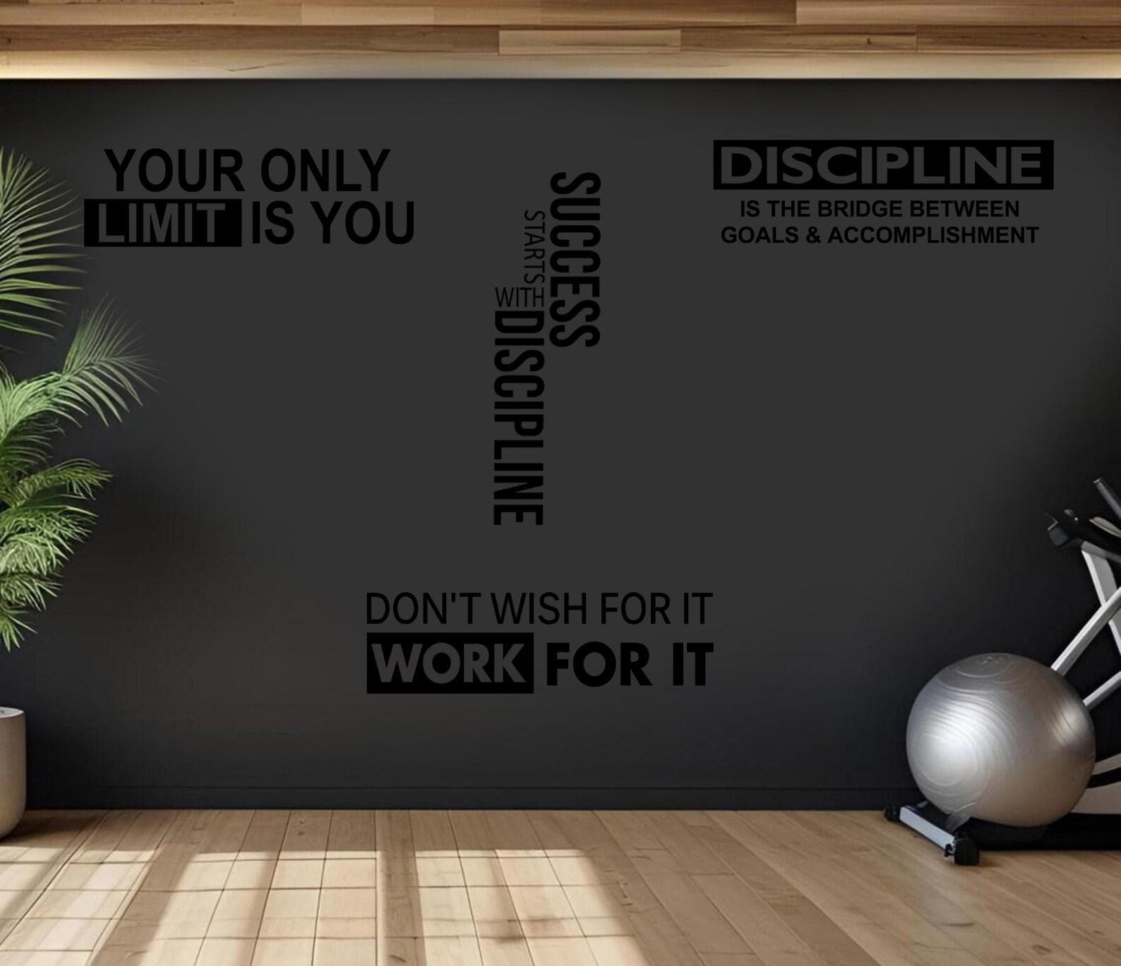 Set of 4 Gym Wall Sticker Decals Set of 4 – Motivational Home Gym Lettering Wall Decor – Fitness Quote Wall Stickers – Workout Motivation - image 3