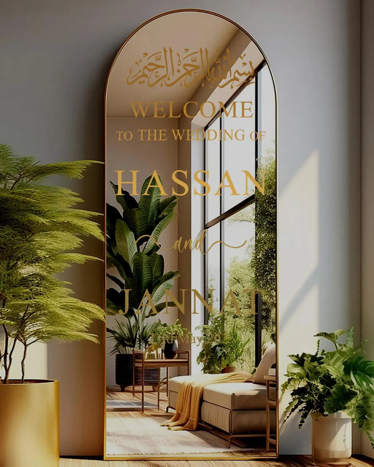 Personalized Islamic Wedding Welcome Sign: Mirror Acrylic Decal Wi1 - image 4