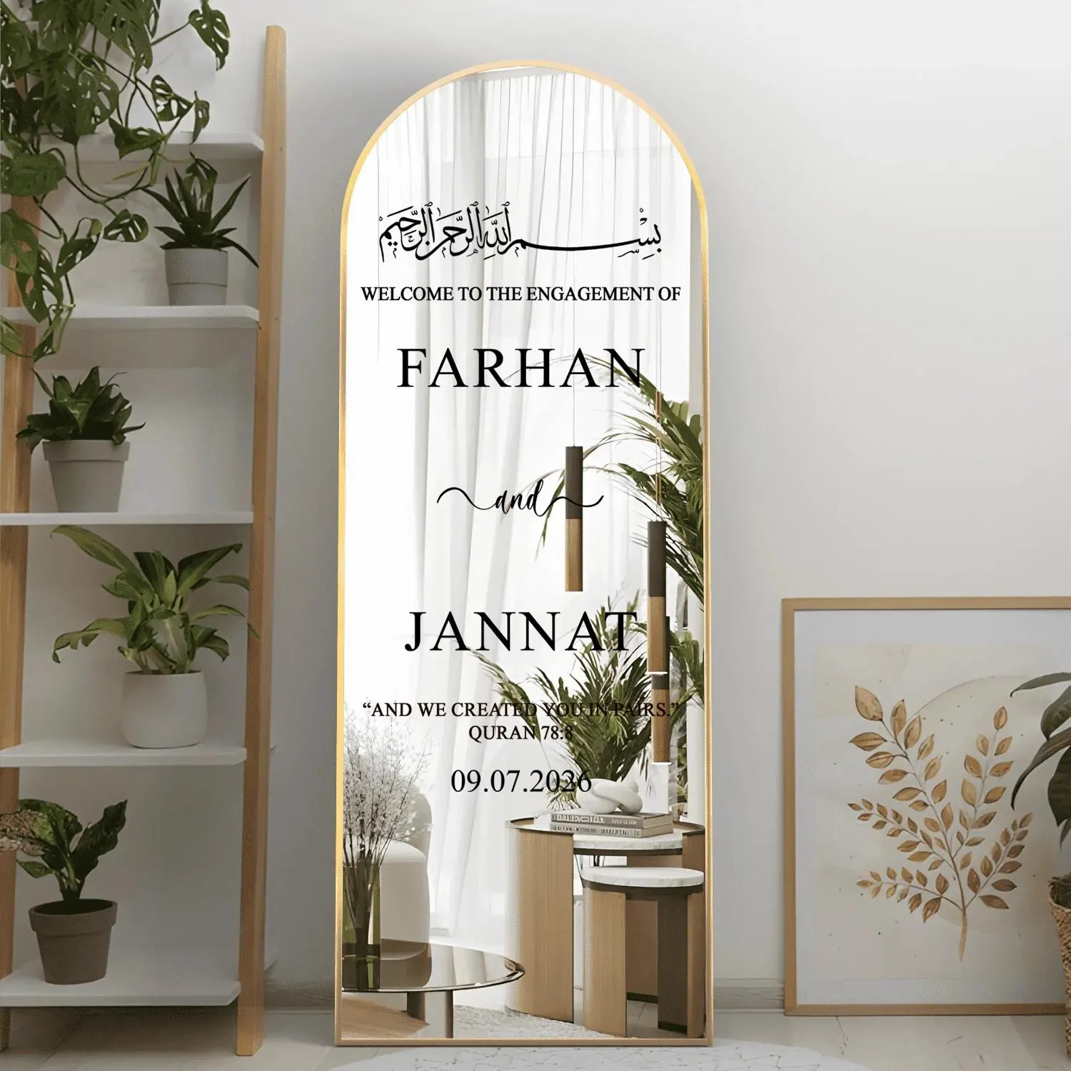 Personalised Engagement Mirror Sign Sticker | Custom Welcome Sign | Mirror Decal | Islamic Wedding Decor | Acrylic Sign Sticker WA8 - image 3