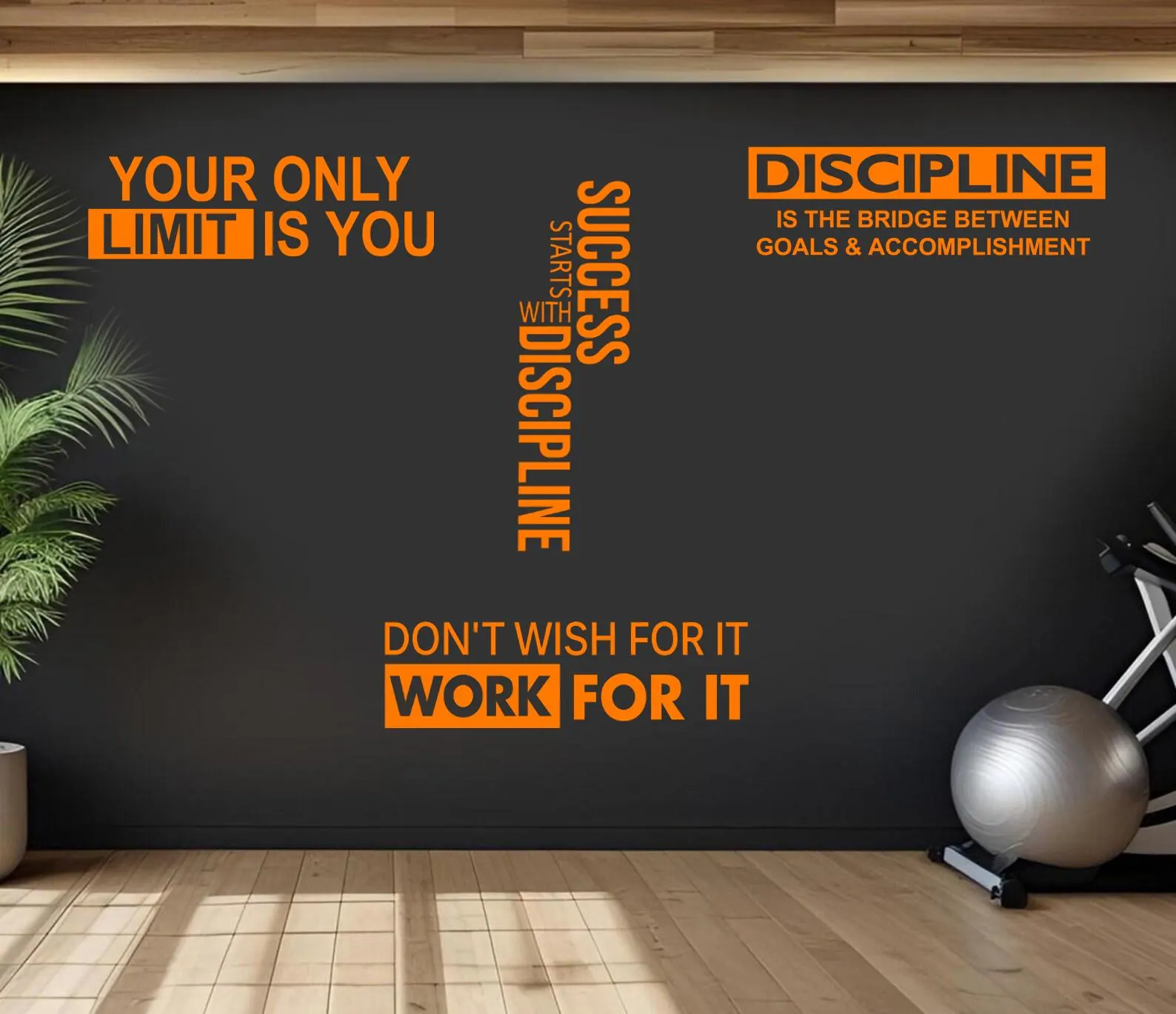 Set of 4 Gym Wall Sticker Decals Set of 4 – Motivational Home Gym Lettering Wall Decor – Fitness Quote Wall Stickers – Workout Motivation - image 4