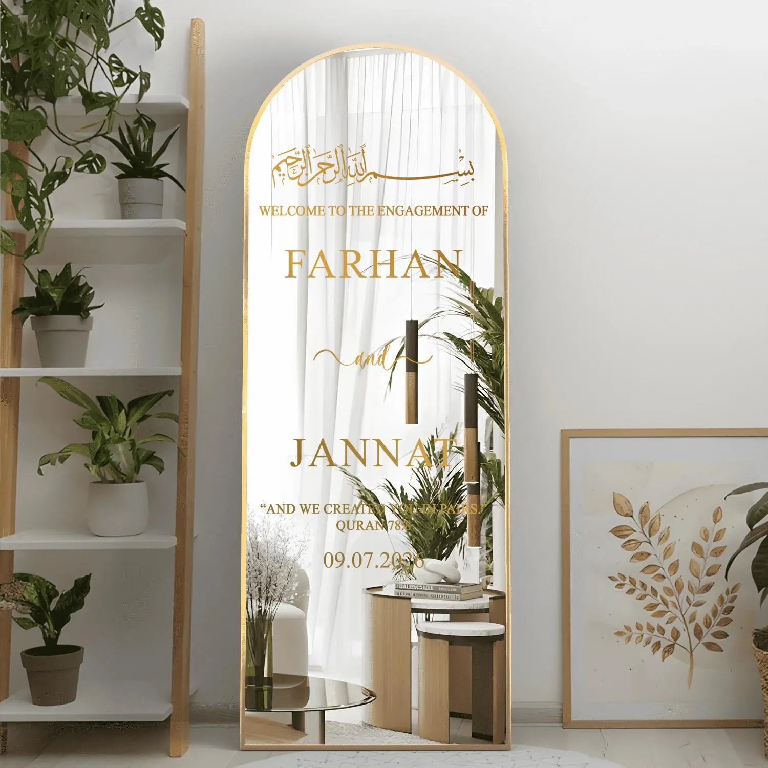 Personalised Engagement Mirror Sign Sticker | Custom Welcome Sign | Mirror Decal | Islamic Wedding Decor | Acrylic Sign Sticker WA8 - image 4