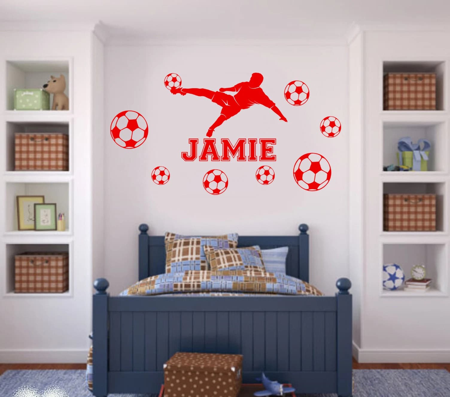 Personalised Football Overhead Kick Wall Sticker | Custom Name Football Decal | Soccer Player Bedroom Decor | Sports Decals FB2B - image 4