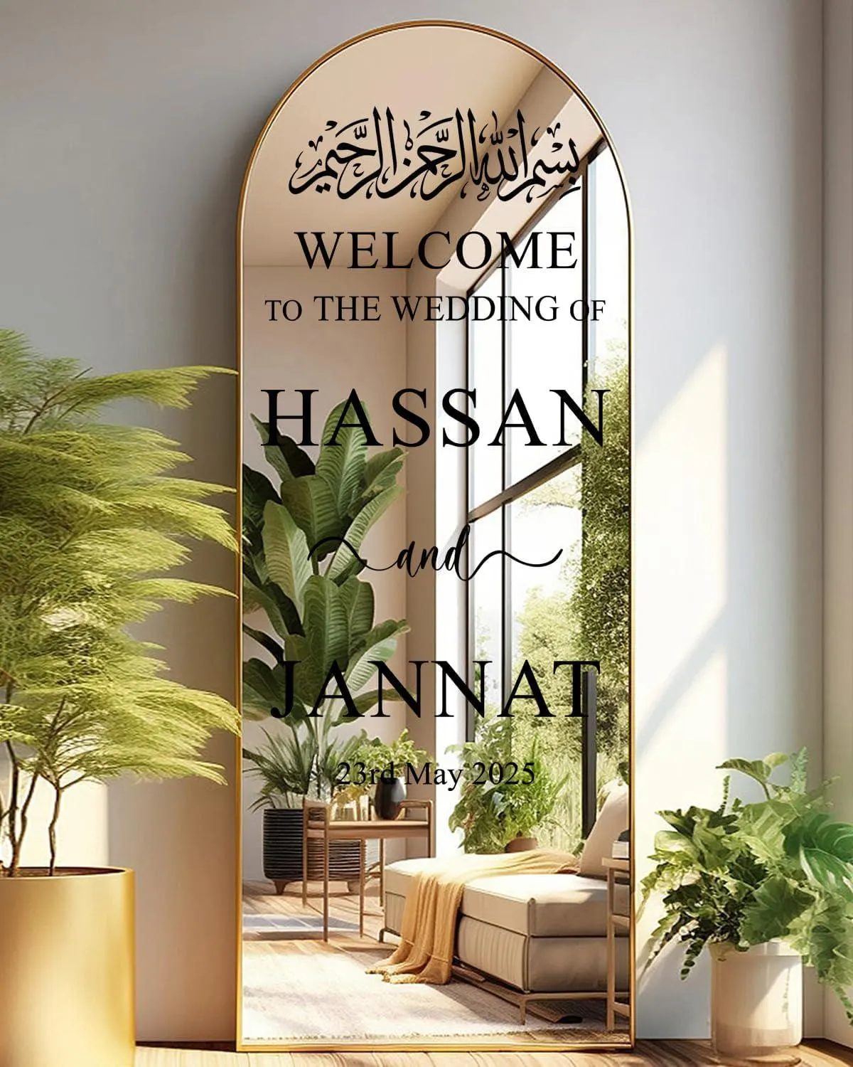 Personalized Islamic Wedding Welcome Sign: Mirror Acrylic Decal Wi1 - image 3
