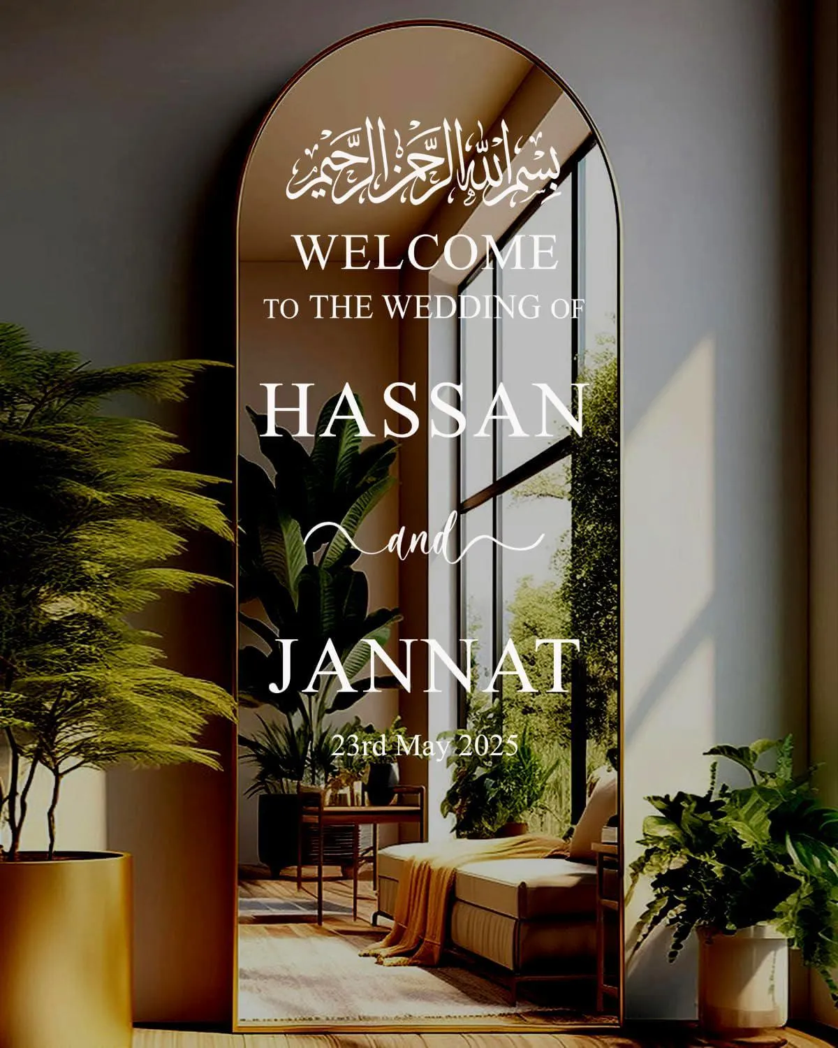Personalized Islamic Wedding Welcome Sign: Mirror Acrylic Decal Wi1