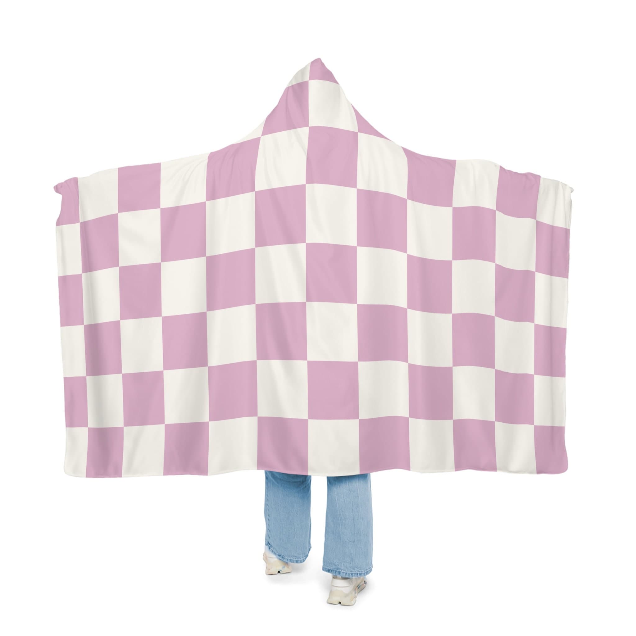 Purple Checkered Hooded Blanket, Oversized Blanket Hoodie, Sherpa, Fleece, Adult Cape, Wearable Snuggle Throw, Gift for her, Christmas