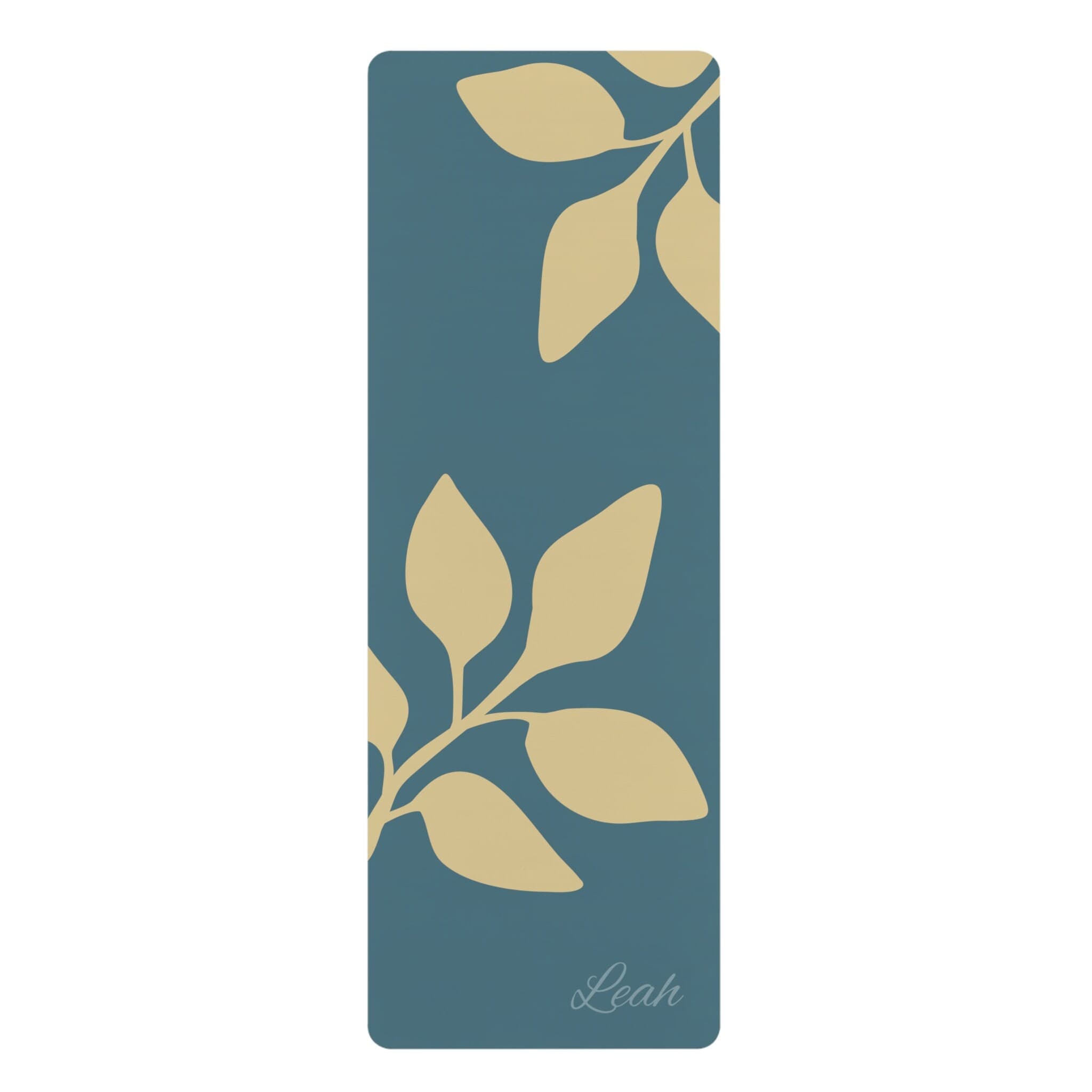 Custom Yoga Mat - Blue rubber mat, customizable yoga, personalized exercise mat, botanical, jump, fitness, customized athletic mat, floral - image 3
