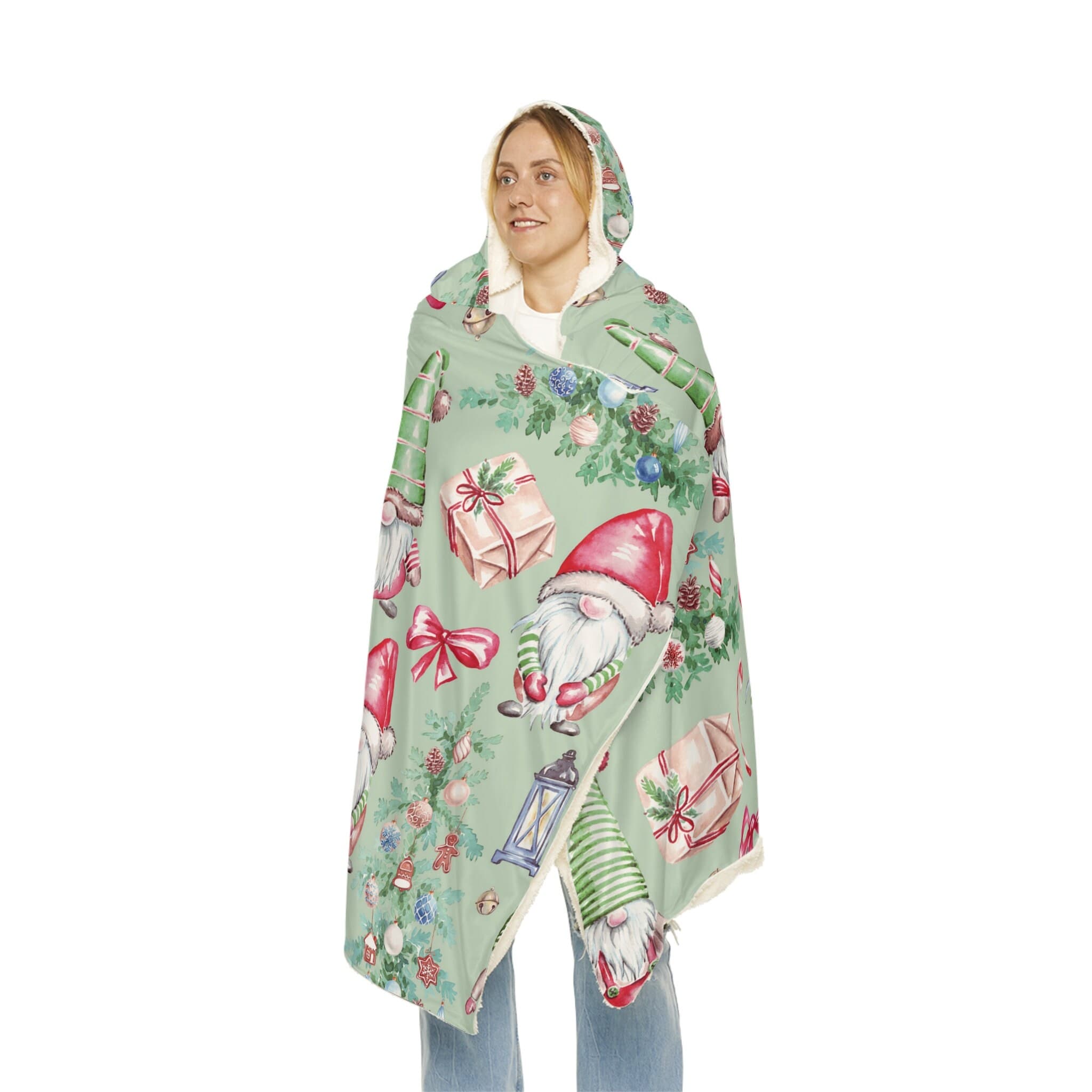 Gnome Hooded Blanket, Oversized Blanket Hoodie, Sherpa Blanket, Fleece, Adult Cape, Wearable Snuggle Throw, Gift for her, Christmas, Camping - image 3