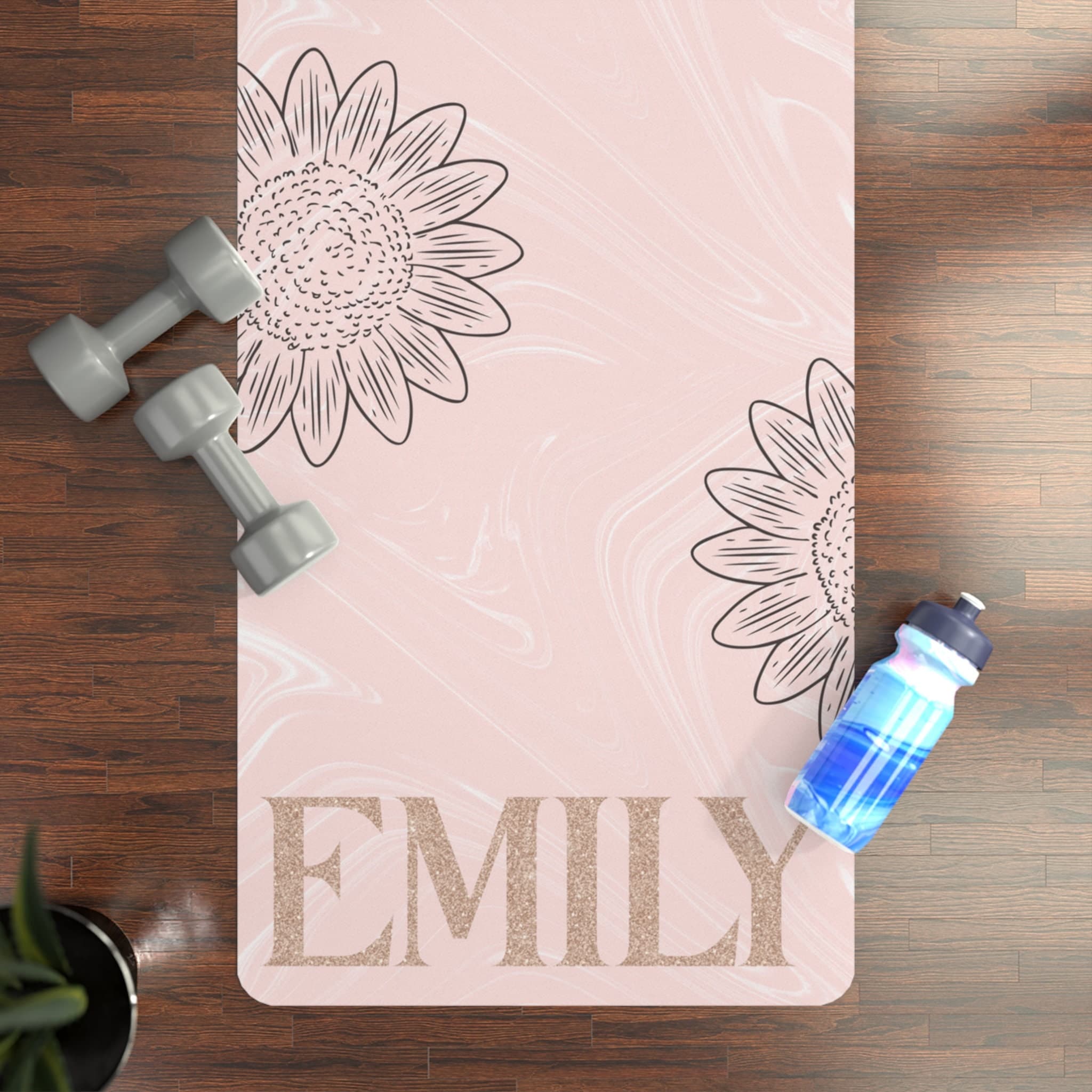 Personalized Yoga Mat, Custom Exercise Mat, Printed Meditation Prayer Fitness, Gift for Her, Yoga Accessories, Pink, Pilates Gifts